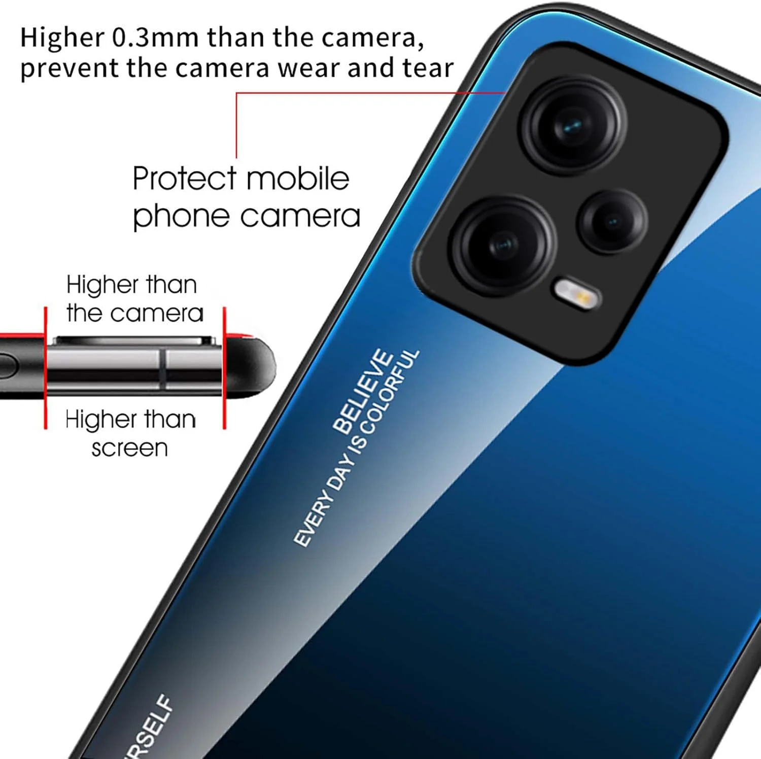 کاور WBWONE برای Realme 12 Pro / 12 Pro+ Plus 5G، قاب پشتی باریک با رنگ‌های گرادیانی از جنس شیشه حرارت دیده 9H، کاور محافظ بامپر سیلیکونی لبه TPU - 7