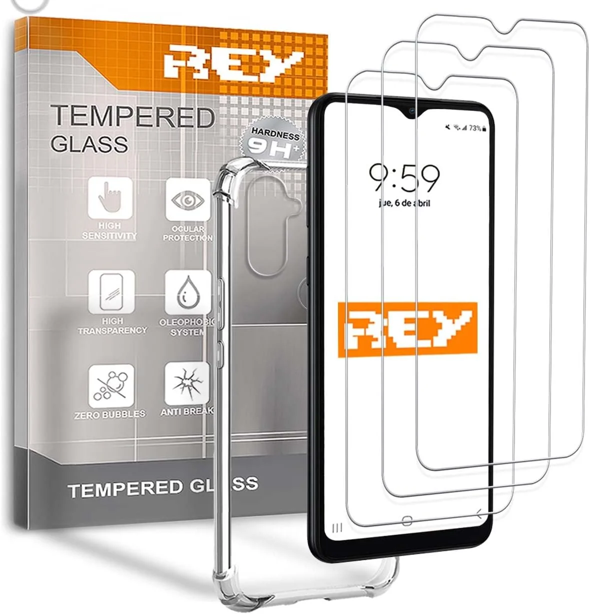 3 عدد محافظ صفحه نمایش و قاب ضد ضربه برای OPPO REALME 5-5S - 5i - 6i - C3، شیشه حرارت دیده و سیلیکون TPU با مقاومت بالا