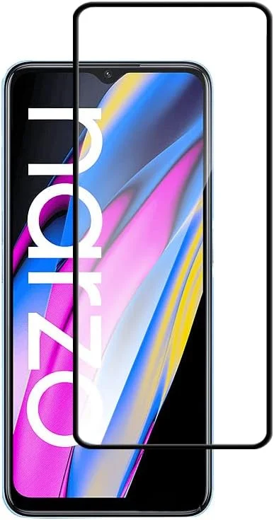 محافظ صفحه نمایش OIATROE [بسته 2 عددی] برای Realme Narzo 50A Prime، محافظ صفحه نمایش شیشه ای حرارت دیده فوق العاده باریک HD 2.5D Pro-Fit - مشکی