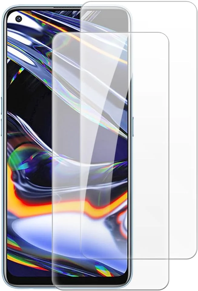 محافظ صفحه نمایش شیشه ای حرارت دیده شانتایم [2 عددی] سازگار با گوشی OPPO Realme 7 Pro با روکش چرمی Sun Kissed (6.4 اینچ)، شفافیت HD، ضد خش، بدون حباب، سازگار با قاب
