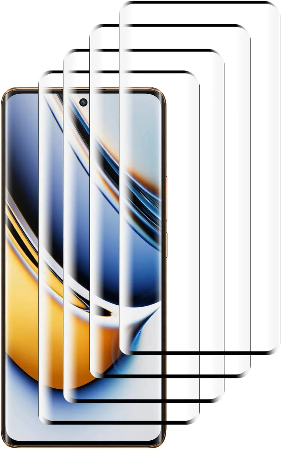 محافظ صفحه نمایش GMUJIAO [بسته 4 عددی] سازگار با Realme 11 Pro، محافظ صفحه نمایش Realme 11 Pro، محافظ صفحه نمایش شیشه ای حرارت دیده [سختی 9H] - مشکی