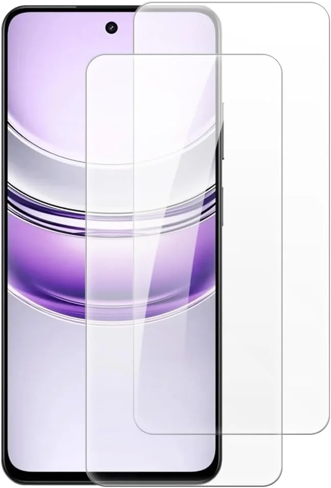 محافظ صفحه نمایش شیشه ای حرارت دیده Shantime [بسته 2 عددی] سازگار با OPPO Realme 14X 5G India (6.67 اینچ)، HD شفاف ضد خش بدون حباب، سازگار با قاب