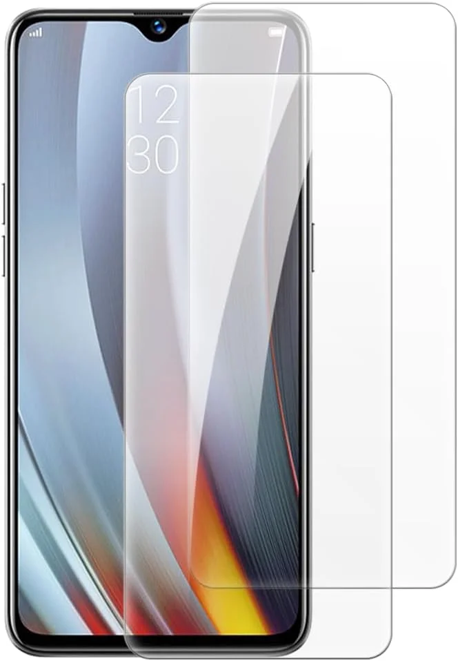 شاین تایم [بسته 2 عددی] محافظ صفحه نمایش شیشه ای حرارت دیده سازگار با OPPO Realme 3 Pro (6.3 اینچ)، HD شفاف ضد خش بدون حباب، سازگار با قاب