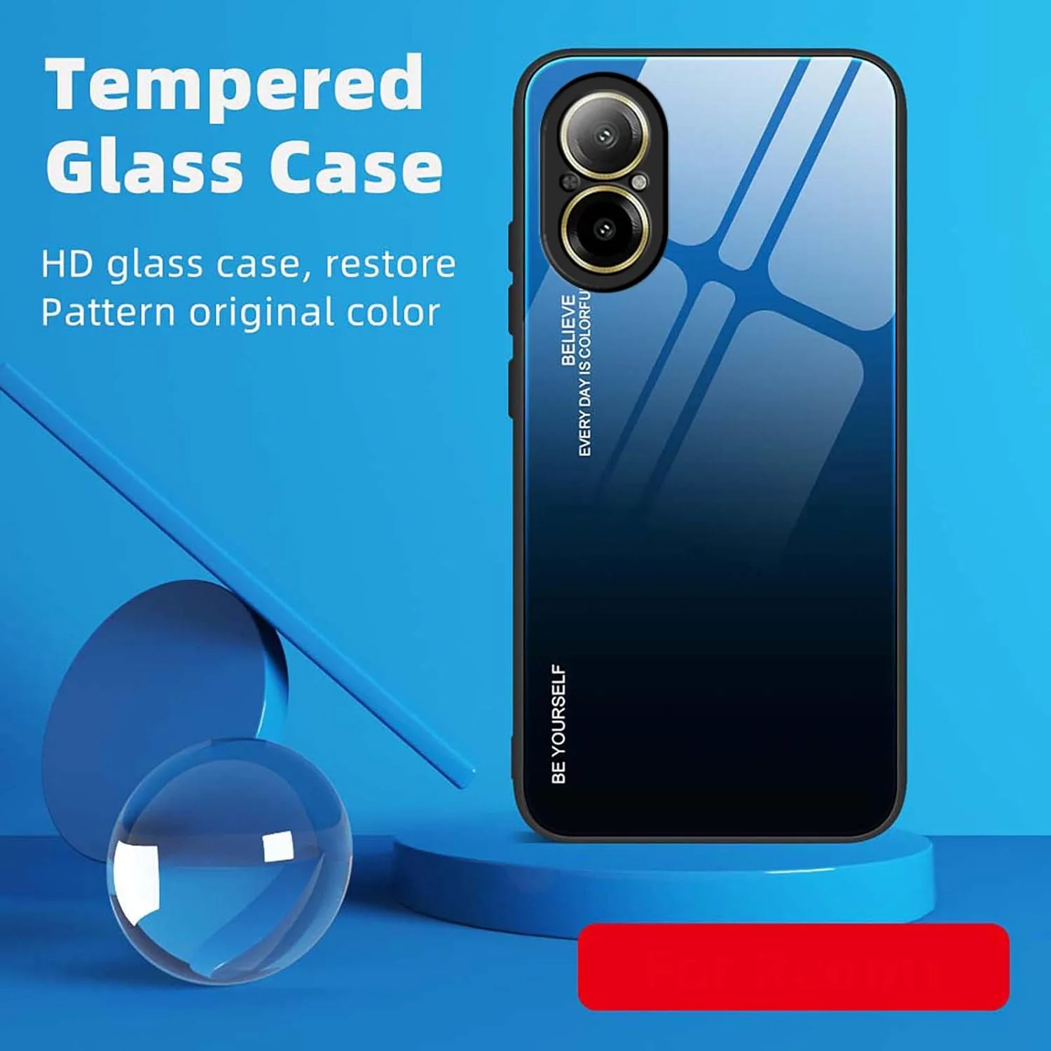 کاور WBWONE برای Realme C67 4G، قاب پشتی باریک با رنگ های گرادیانی از جنس شیشه حرارت دیده 9H، کاور محافظ بامپر سیلیکونی لبه TPU - 6