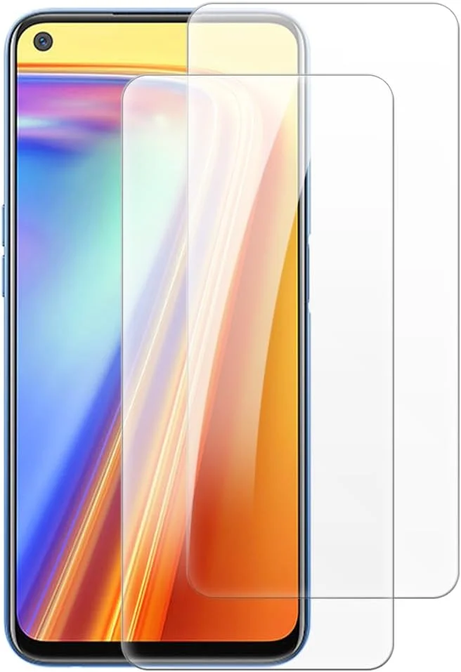 شاین تایم [بسته 2 عددی] محافظ صفحه نمایش شیشه ای حرارت دیده سازگار با OPPO Realme 7 RMX2155 (6.4 اینچ)، HD شفاف ضد خش بدون حباب سازگار با قاب