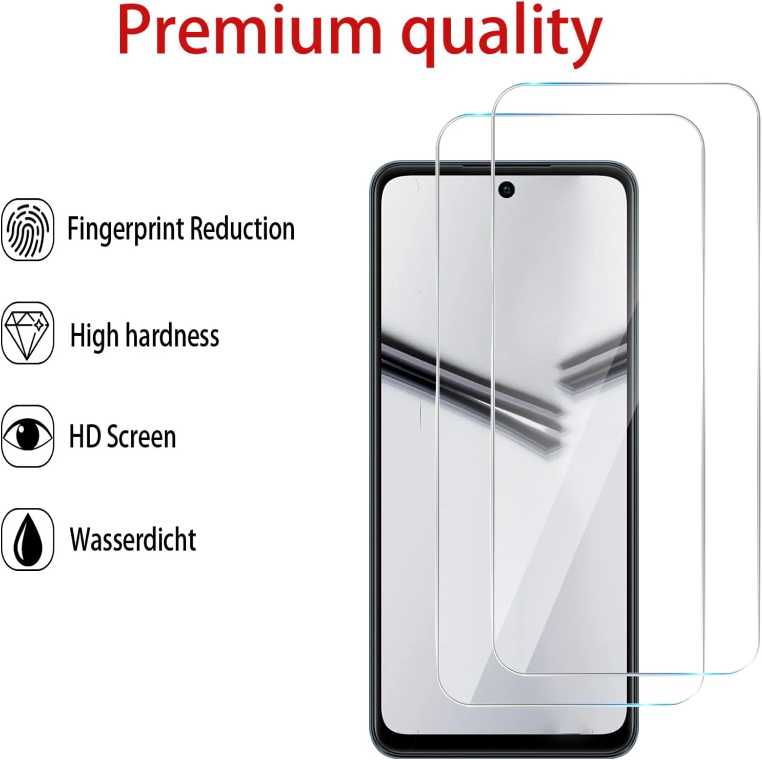 محافظ صفحه نمایش شیشه ای و محافظ لنز دوربین GMUJIAO [بسته 2+2 عددی] سازگار با Realme C65، فیلم شیشه ای حرارت دیده تمام صفحه HD [ضد خرد شدن]