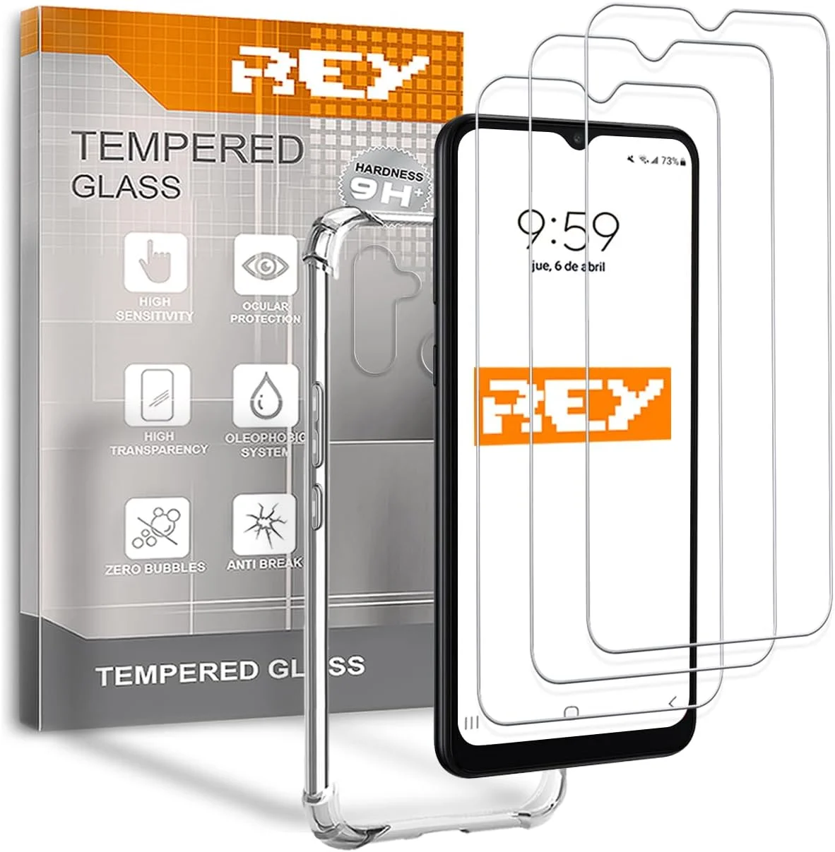 3 عدد محافظ صفحه نمایش و قاب ضد ضربه برای REALME 5 Pro، شیشه حرارت دیده و سیلیکون TPU با مقاومت بالا