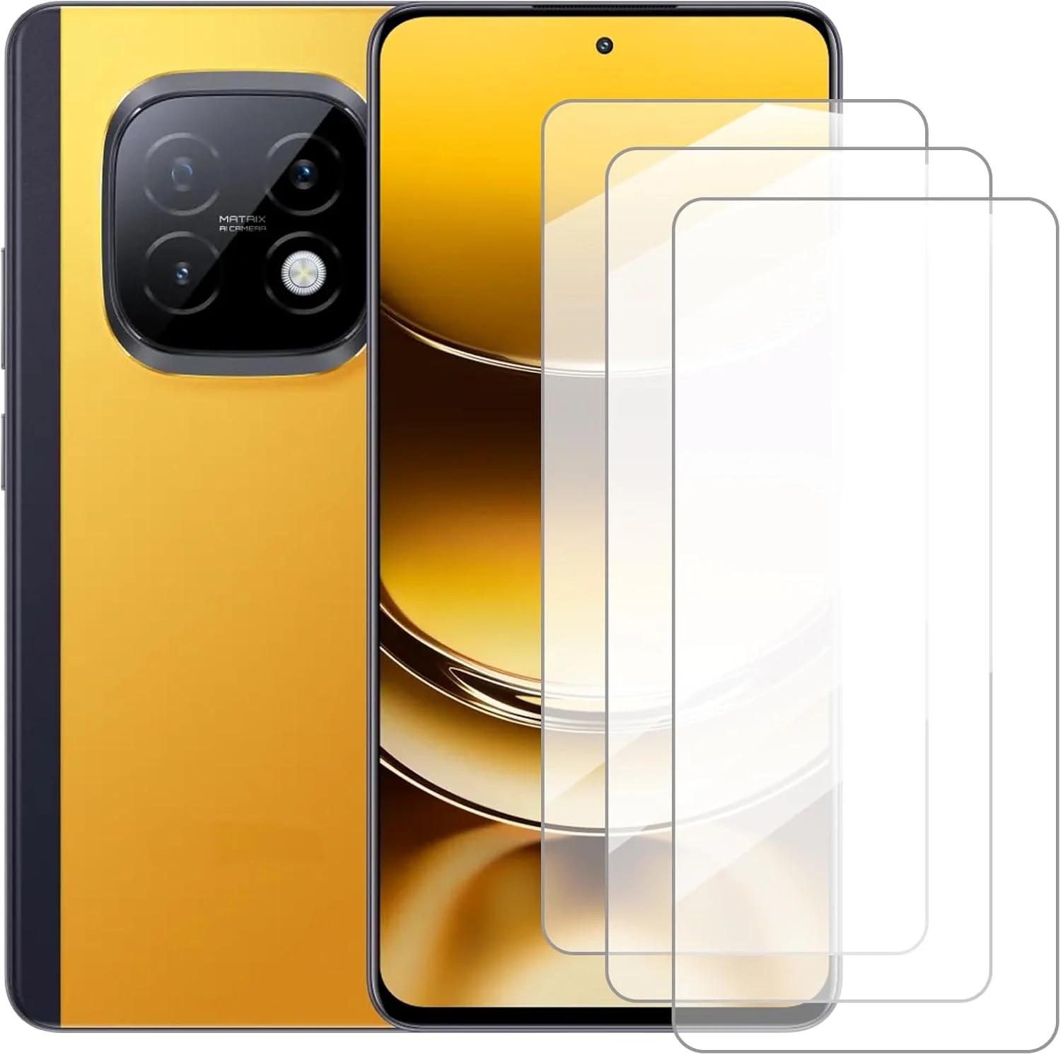 محافظ صفحه نمایش دامولون سازگار با Realme Narzo 70 Turbo (6.67 اینچ) [بسته 3 عددی] محافظ صفحه نمایش شیشه ای حرارت دیده مناسب برای Realme Narzo 70 Turbo