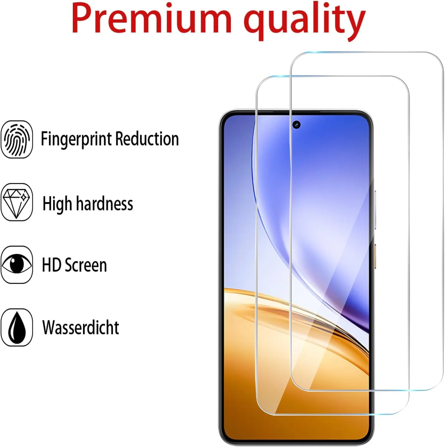 MGUEIAO بسته 2+2 عددی محافظ صفحه نمایش شیشه ای حرارت دیده و محافظ لنز دوربین سازگار با Realme 15، فیلم شیشه ای حرارت دیده تمام صفحه HD [ضد شکستگی]