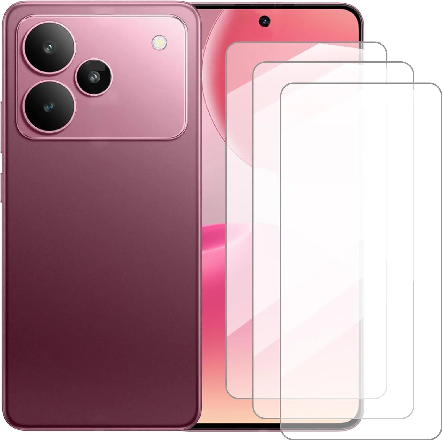 محافظ صفحه نمایش دامولون سازگار با Realme P4 5G (6.77 اینچ) [بسته 3 عددی] محافظ صفحه شیشه ای مناسب برای Realme P4 5G، فیلم محافظ شیشه ای حرارت دیده