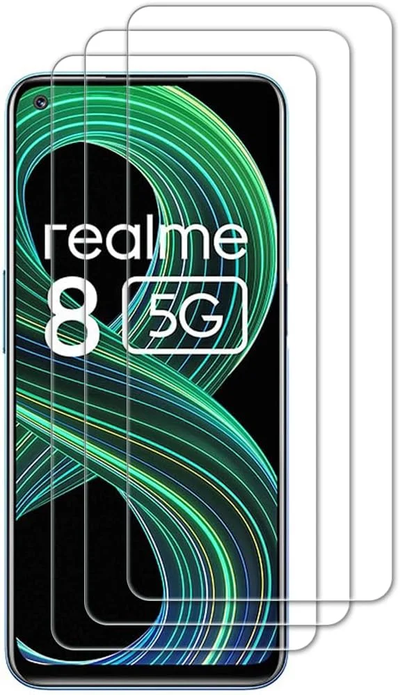 محافظ صفحه نمایش Tzstz بسته 3 عددی برای Realme 8 5G، سختی 9H، ضد خش، محافظ صفحه شیشه ای تمپرد Realme 8 5G