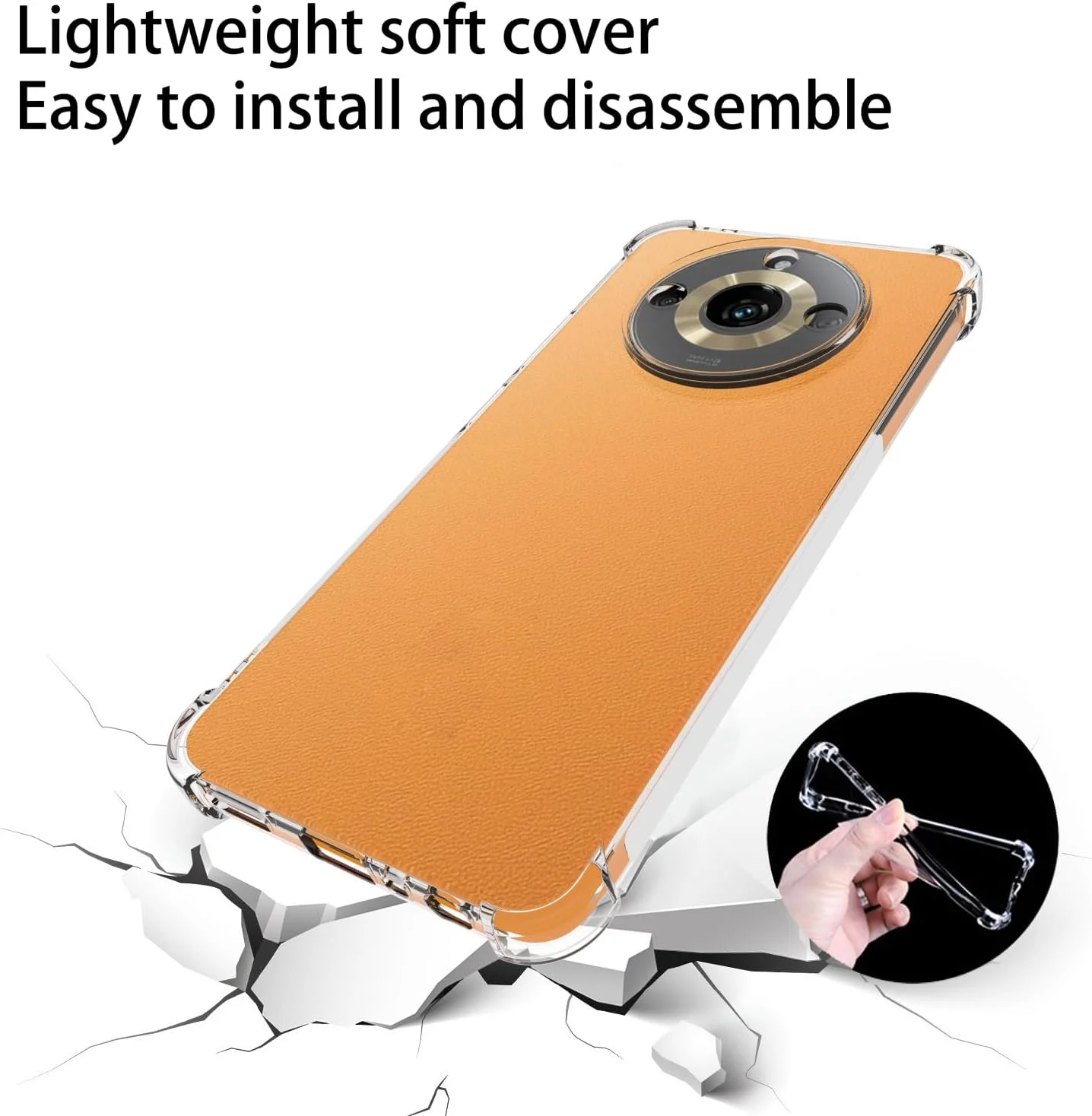 کاور ژله‌ای GMUJIAO برای Realme 11 به همراه 2 عدد محافظ صفحه نمایش شیشه‌ای حرارت دیده [2 در 1]، کاور گوشی TPU نرم و ضد ضربه شفاف