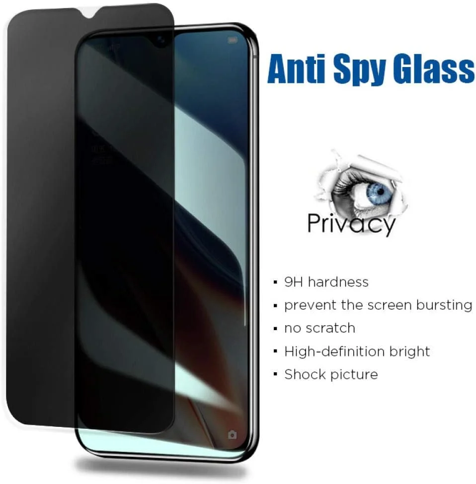 محافظ صفحه نمایش MIBQM بسته 3 عددی برای RealmeC1/C2/C3/C3i/C11/C12/C15/C17 Q2i/V3/V55G شیشه حرارت دیده حریم خصوصی ضد جاسوسی سه بعدی برای Realme Q2 Pro