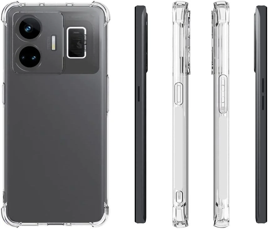 کیف شفاف QINOUK برای Realme GT3، [محافظت از ایربگ] فوق العاده نازک HD شفاف، کیف TPU نرم با [2 عدد] محافظ صفحه نمایش شیشه ای تمپرد برای Realme GT3