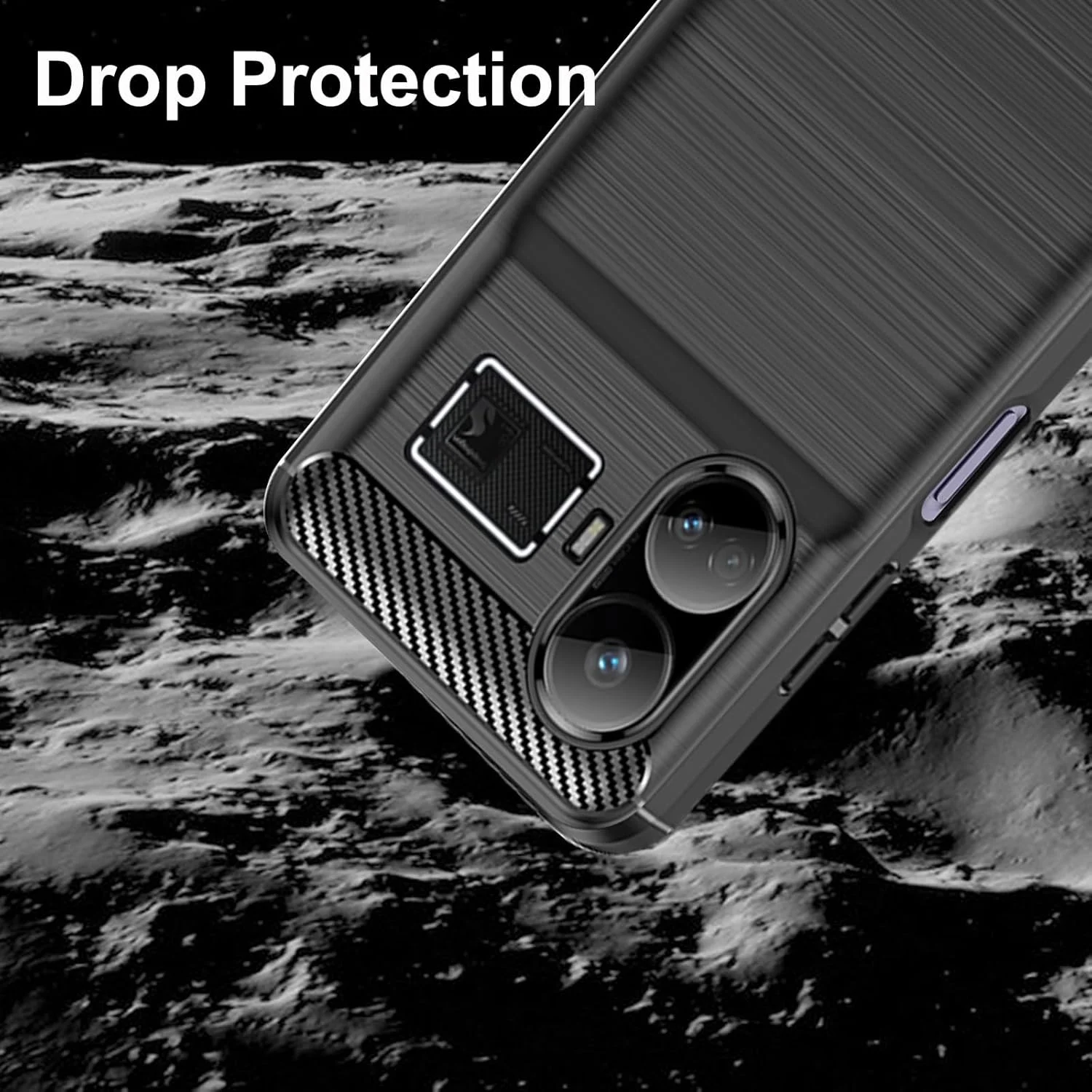 قاب گوشی CONAPIKA برای Realme GT5 به همراه 3 عدد محافظ صفحه نمایش شیشه ای حرارت دیده، سیلیکونی TPU نرم ضد افتادن، ضد خش، ضد ضربه، کربنی مات سبک، ضد اثر انگشت، مشکی