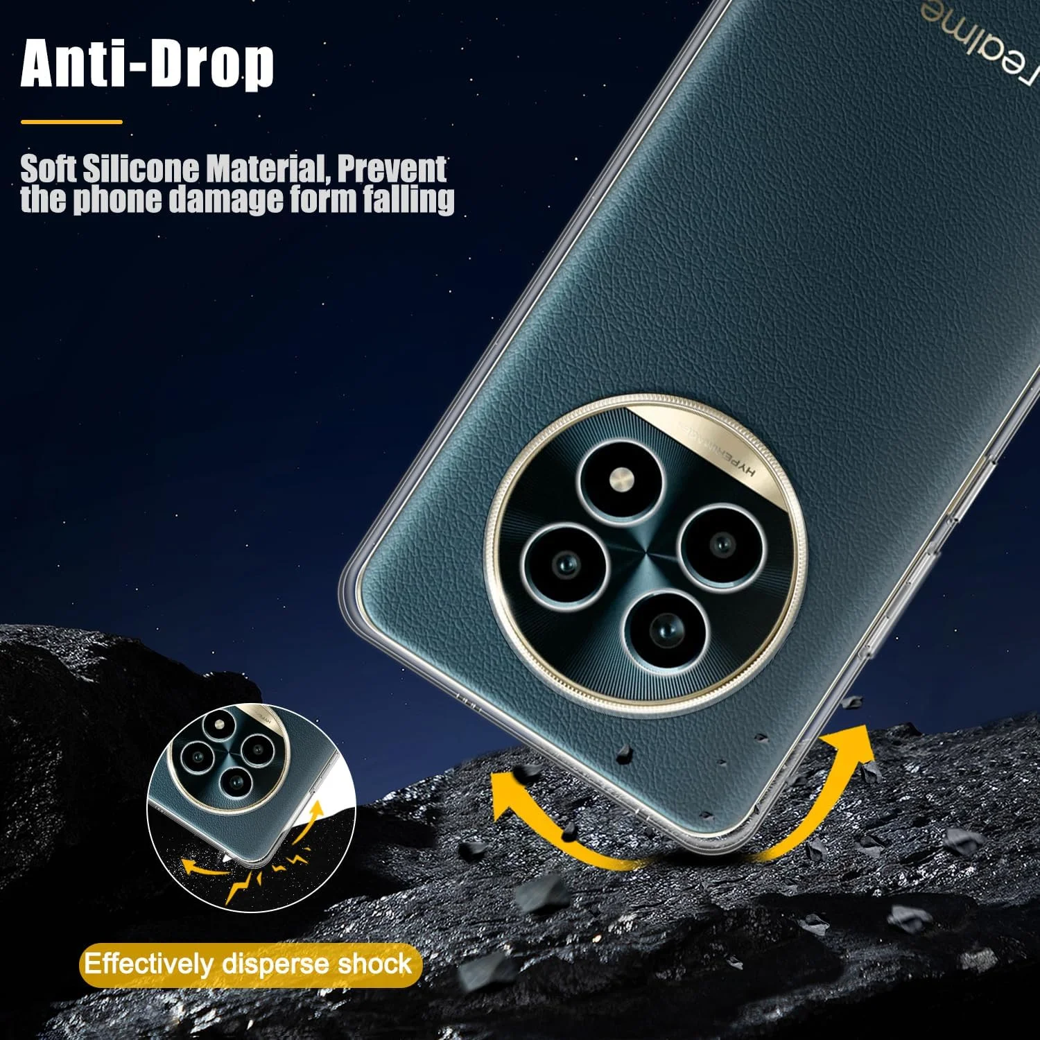 قاب هولیلو + یک عدد محافظ صفحه نمایش برای Realme 13 Pro 5G/13 Pro Plus 5G، شیشه حرارت دیده با سختی 9H HD، کاور موبایل نازک و نرم ژله ای مقاوم در برابر خراش