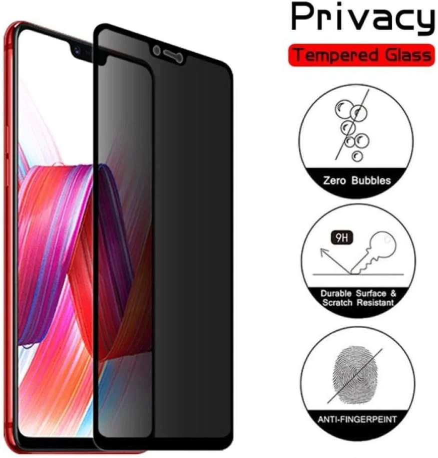 محافظ صفحه نمایش حریم خصوصی شیشه ای حرارت دیده MIBQM بسته 3 عددی، برای OPPO Realme 6 5 X50 Pro Find X2 Pro ضد دید دزدکی، فیلم برای OPPO Realme X3 C3 X2 XT برای OPPO Realme 5
