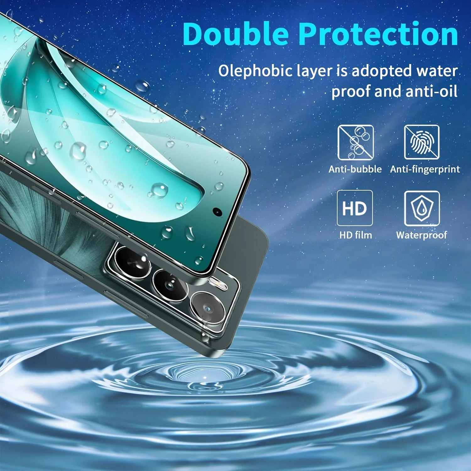 محافظ صفحه نمایش شیشه ای Gruattreay سازگار با Realme C71 4G، [بسته 2+2] محافظ صفحه و محافظ لنز دوربین، سختی 9H، فیلم محافظ شیشه ای ضد خش HD