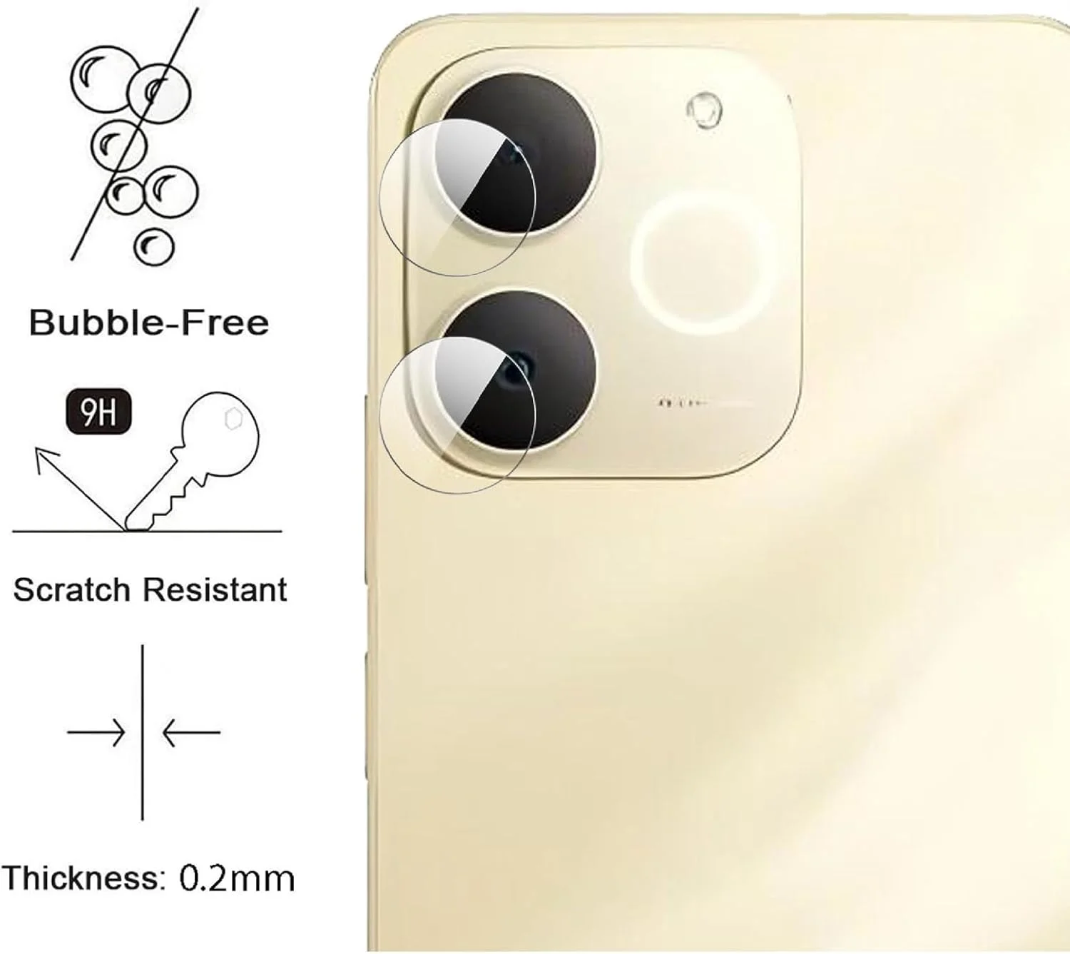 محافظ لنز دوربین عقب جی او پی یو ای سازگار با Realme Note 70T، شیشه حرارت دیده HD، 4 عدد [مقاوم در برابر خراش] محافظ دوربین شیشه ای برای Realme Note 70T