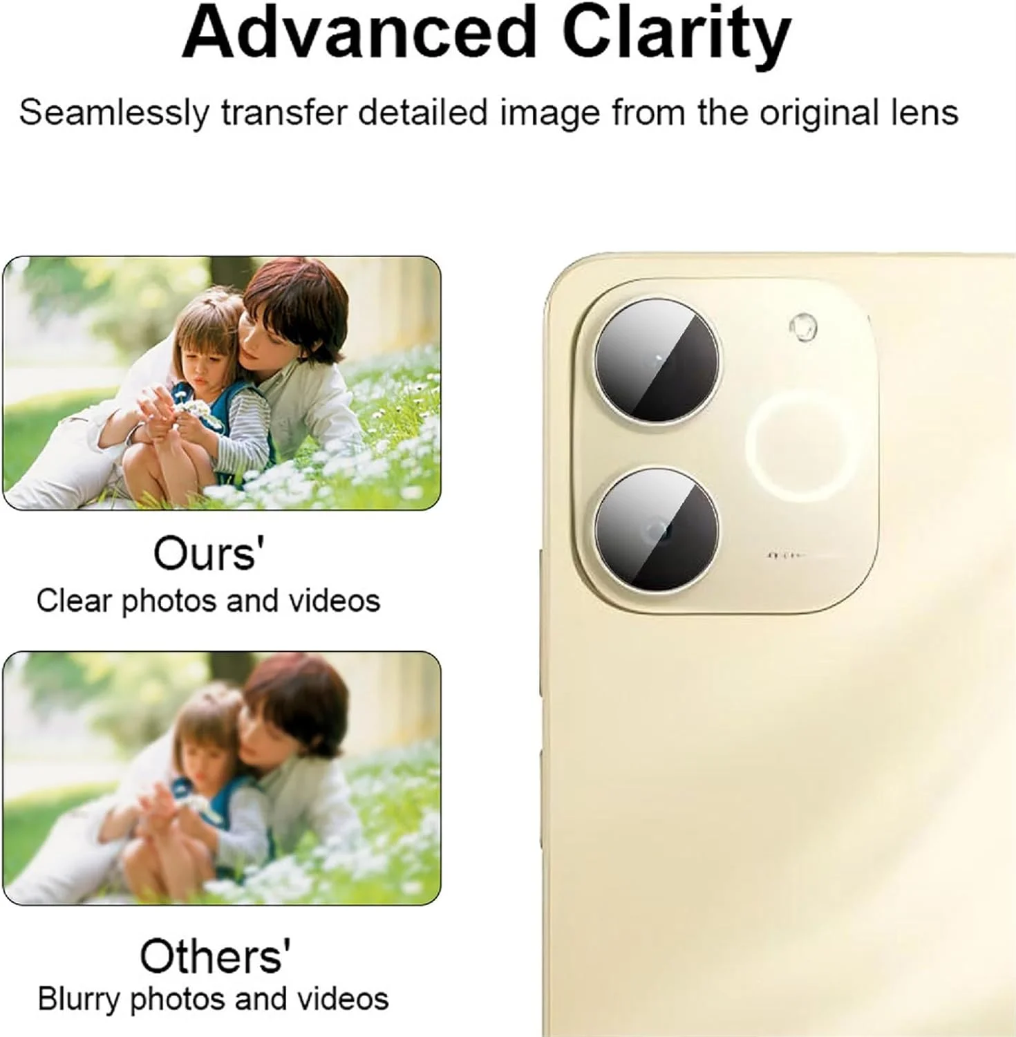 محافظ لنز دوربین عقب جی او پی یو ای سازگار با Realme Note 70T، شیشه حرارت دیده HD، 4 عدد [مقاوم در برابر خراش] محافظ دوربین شیشه ای برای Realme Note 70T