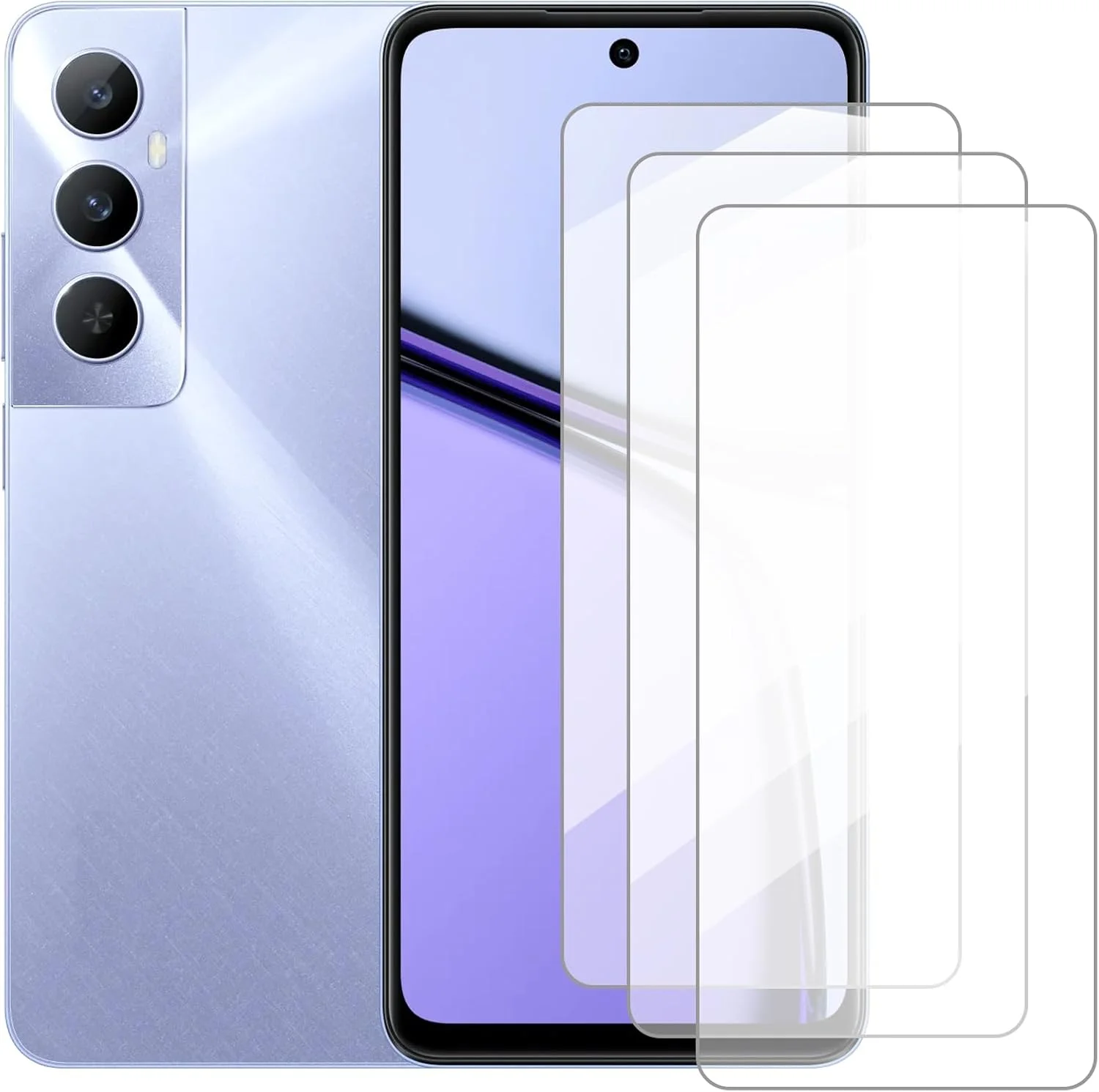 محافظ صفحه نمایش دامولونگ سازگار با Realme C65 4G RMX3910 (6.67 اینچ) [بسته 3 عددی] محافظ صفحه نمایش شیشه ای تمپر شده مناسب برای Realme C65 4G RMX3910