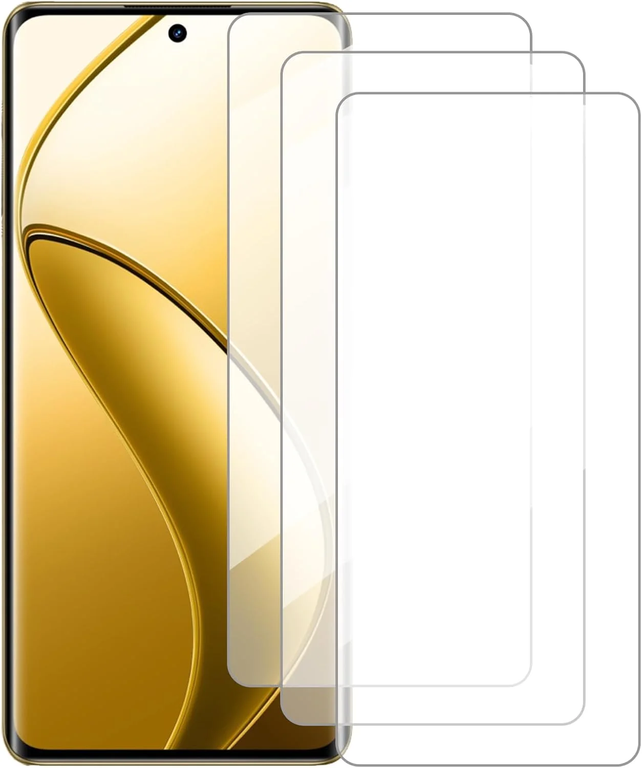 محافظ صفحه نمایش دمولونگ سازگار با Realme 12 Pro 5G (6.7 اینچ) [بسته 3 عددی] محافظ صفحه نمایش شیشه ای مناسب برای Realme 12 Pro 5G، محافظ صفحه نمایش شیشه ای حرارت دیده