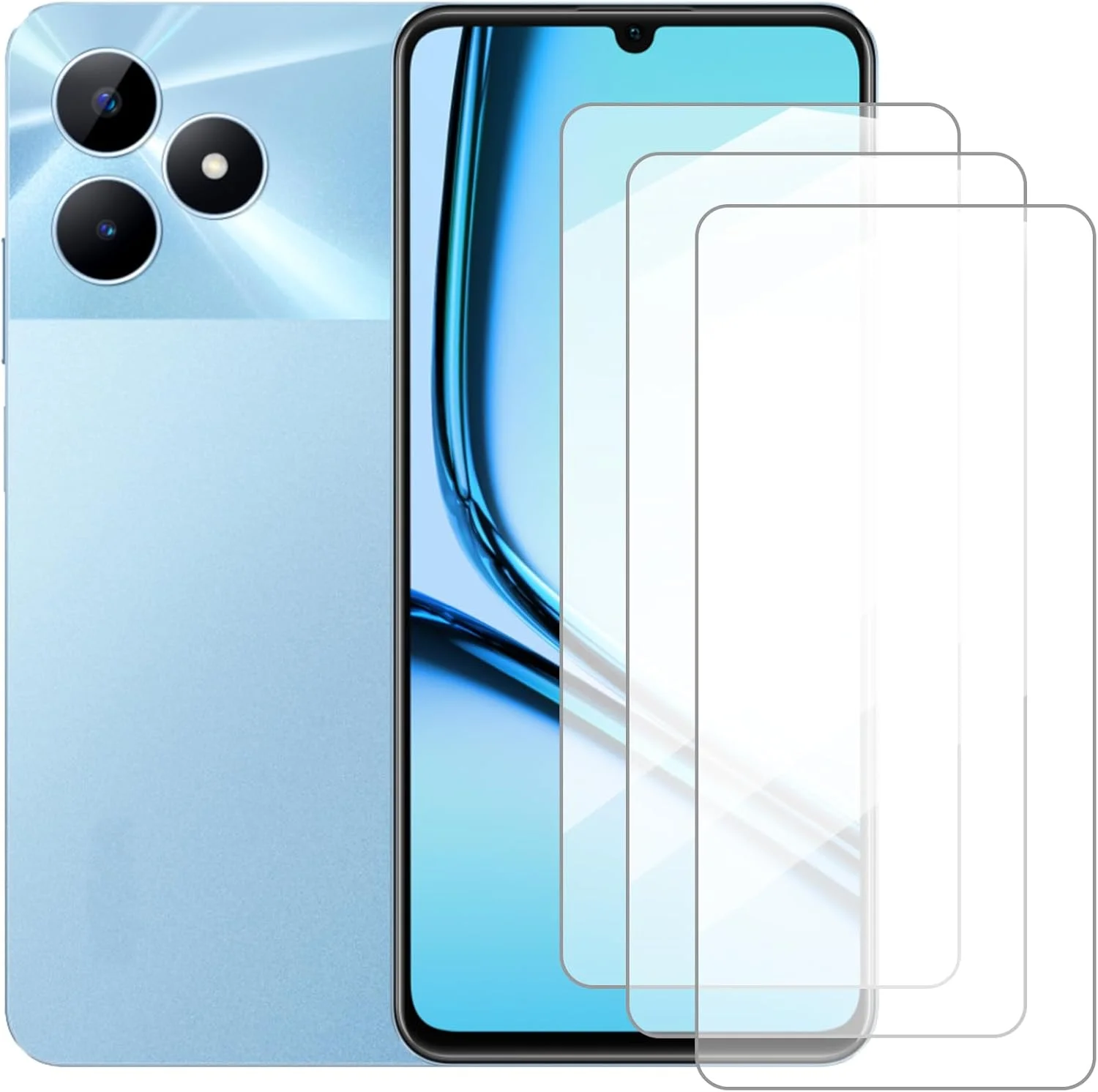 محافظ صفحه نمایش دامولون سازگار با Realme Note 50 RMX3834 (6.74 اینچ) [بسته 3 عددی] محافظ صفحه نمایش شیشه ای حرارت دیده مناسب برای Realme Narzo N53 RMX3761