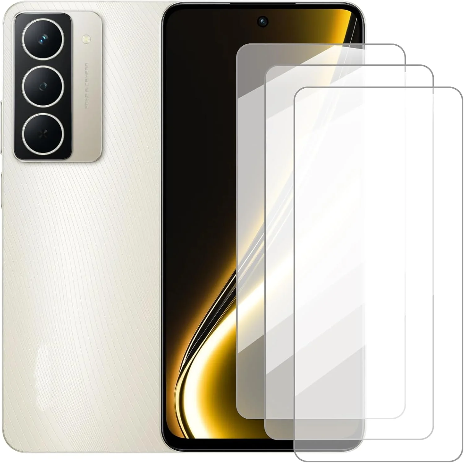 محافظ صفحه نمایش دامولون سازگار با Realme Narzo 80x 5G (6.72 اینچ) [بسته 3 عددی] محافظ صفحه شیشه ای مناسب برای Realme Narzo 80x 5G، فیلم محافظ شیشه ای تمپر شده