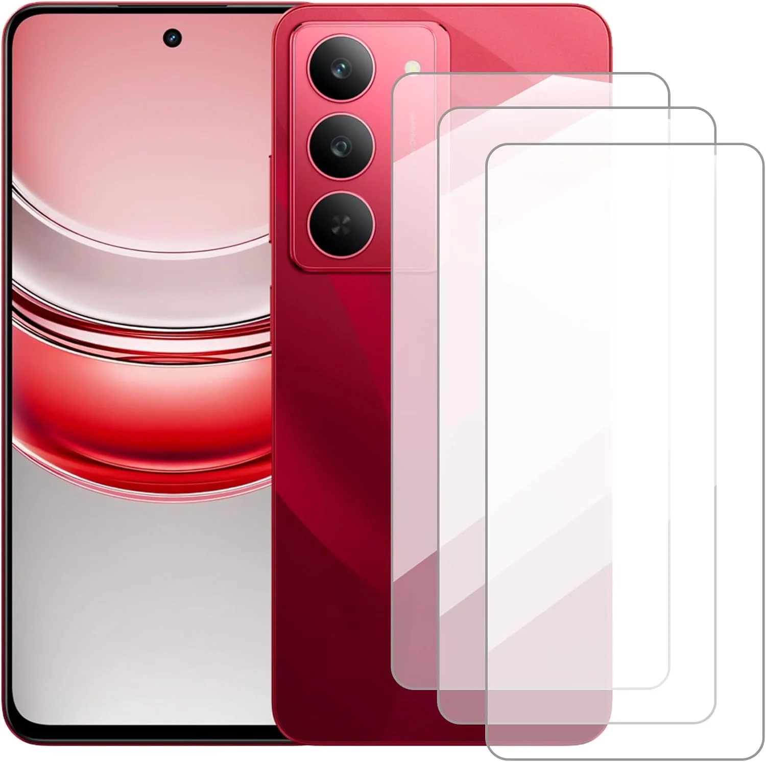 محافظ صفحه نمایش دامولون سازگار با Realme 14x 5G (6.67 اینچ) [بسته 3 عددی] محافظ صفحه شیشه ای مناسب برای Realme V60 Pro 5G، فیلم محافظ شیشه ای حرارت دیده