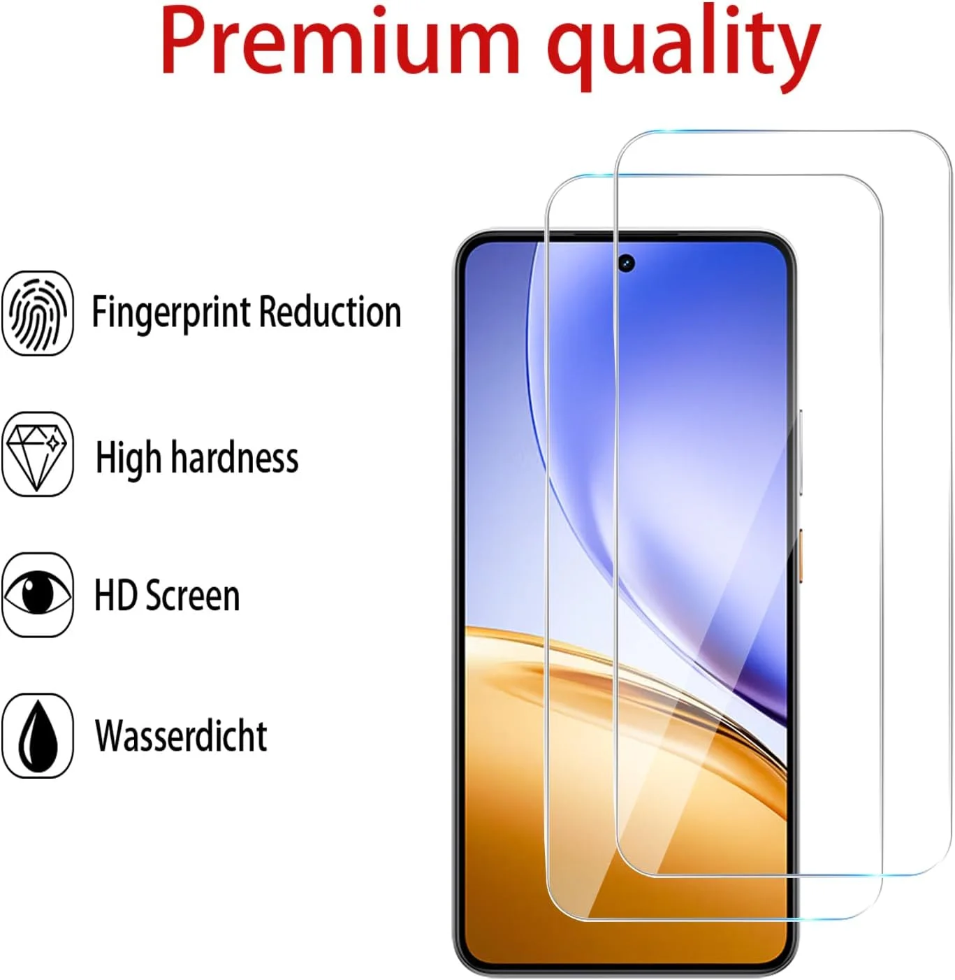 MGUEIAO [بسته 2+2 سازگار با Realme C75 5G، محافظ صفحه نمایش شیشه ای و محافظ لنز دوربین، فیلم شیشه ای حرارت دیده تمام صفحه HD [ضد خرد شدن]