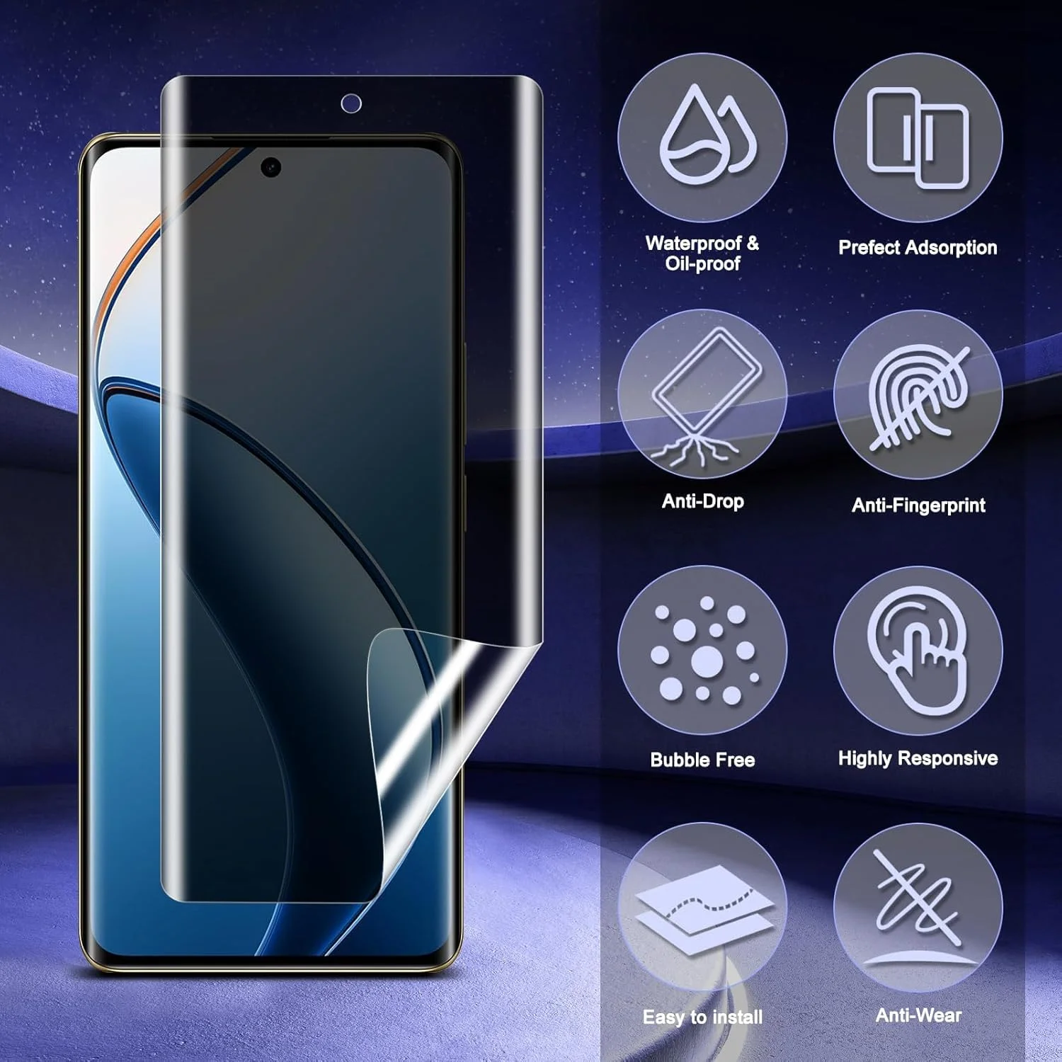 محافظ صفحه نمایش حریم خصوصی MokaZii برای Realme 12 Pro Plus، [2+2 عدد] محافظ صفحه نمایش حریم خصوصی و محافظ دوربین فیلم شیشه ای تمپر شده، محافظ صفحه نمایش حریم خصوصی فیلم TPU انعطاف پذیر برای Realme 12 Pro