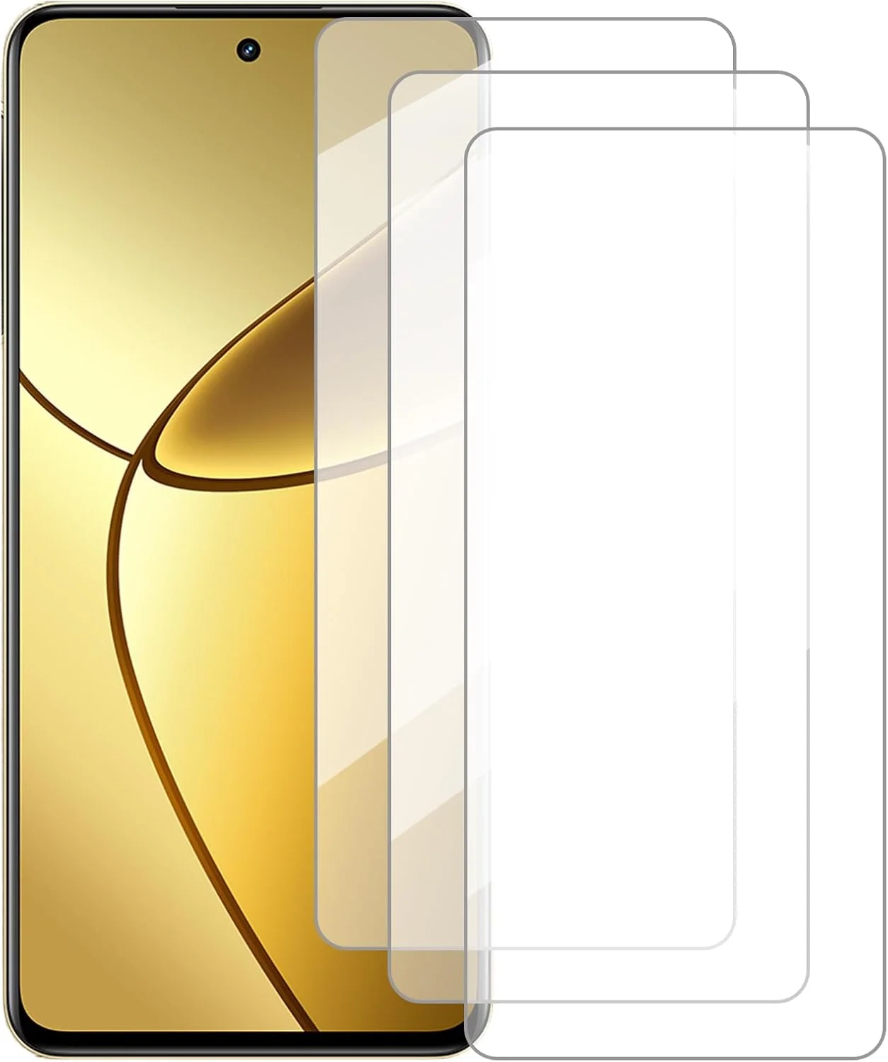 محافظ صفحه نمایش دامولون سازگار با Realme 12+ 5G (6.67 اینچ) [بسته 3 عددی] محافظ صفحه نمایش شیشه ای حرارت دیده مناسب برای Realme 12+ 5G، محافظ صفحه نمایش شیشه ای حرارت دیده