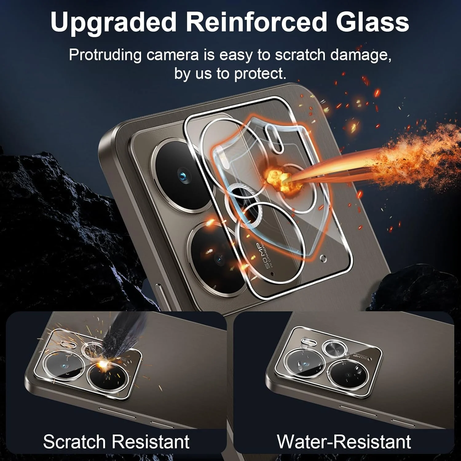 محافظ لنز دوربین Xunzii بسته 3 عددی مناسب برای Realme 14 5G / Realme 14T، شیشه حرارت دیده، سختی 9H، فیلم محافظ لنز ضد خش، فیلم شیشه ای لنز شفاف HD، محافظ دوربین عقب ضد خش