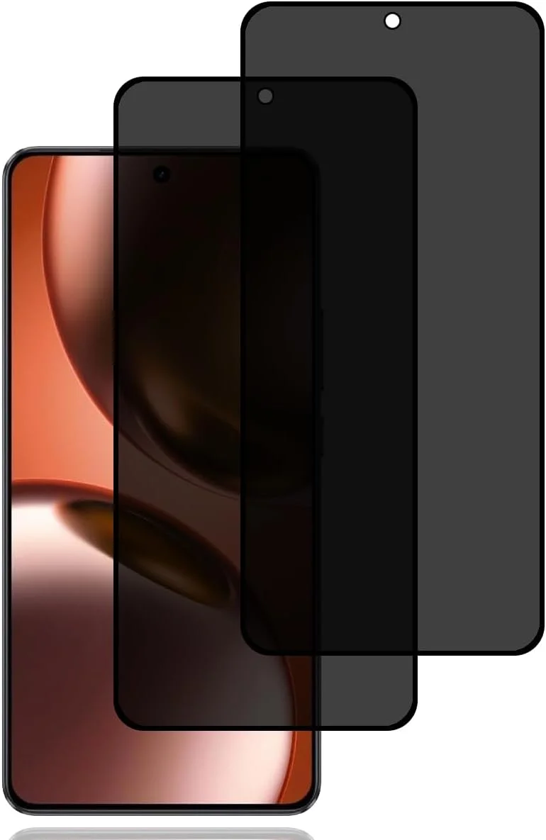 محافظ صفحه نمایش حریم خصوصی شیشه ای برای Realme GT 7/Realme GT 7T [2 عدد]، محافظ صفحه نمایش ضد جاسوسی، محافظ صفحه نمایش حریم خصوصی، سختی 9H، ضد خش، محافظ صفحه نمایش حریم خصوصی برای Realme GT 7/7T