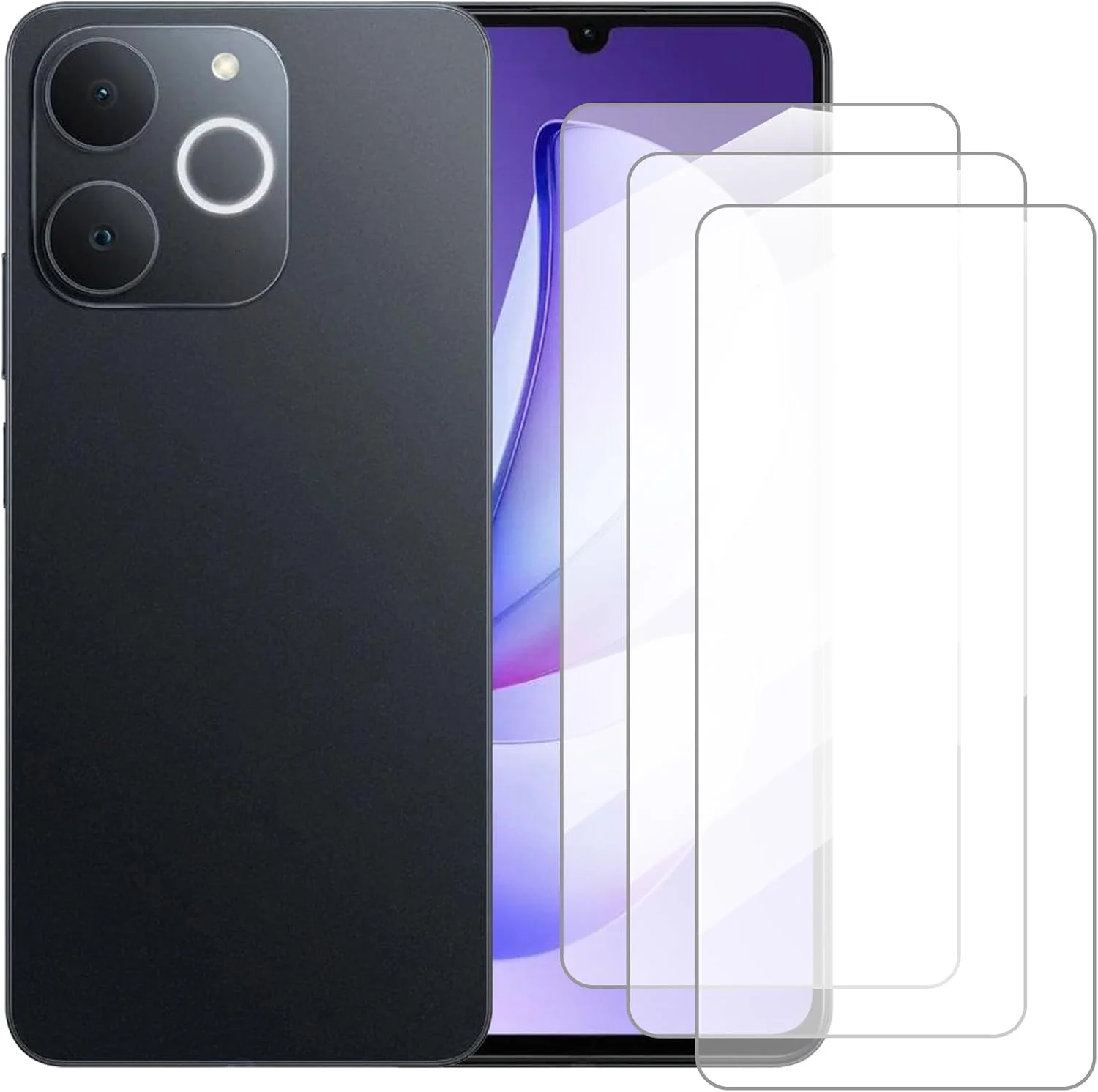 محافظ صفحه نمایش دامولون سازگار با Realme C71 India (6.74 اینچ) [بسته 3 عددی] محافظ صفحه شیشه ای مناسب برای Realme C71 India، فیلم محافظ شیشه ای تمپر شده