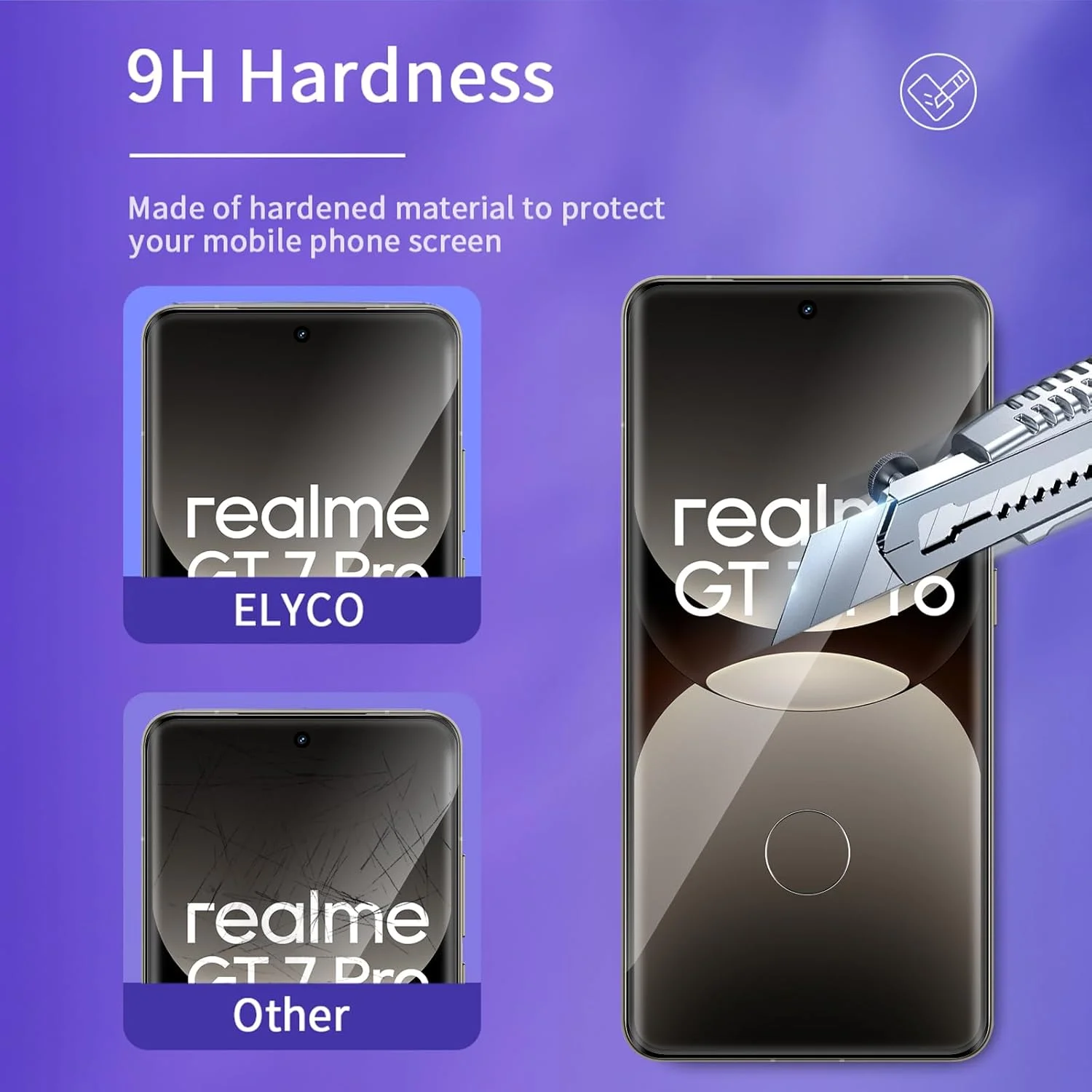 محافظ صفحه نمایش ELYCO سازگار با Realme GT7 Pro/GT 7 Pro 5G، شیشه حرارت دیده، بسته 2 عددی شیشه محافظ سه بعدی و 2 عدد فیلم محافظ دوربین، سختی 9H ضد خش، محافظ دوربین شفاف HD