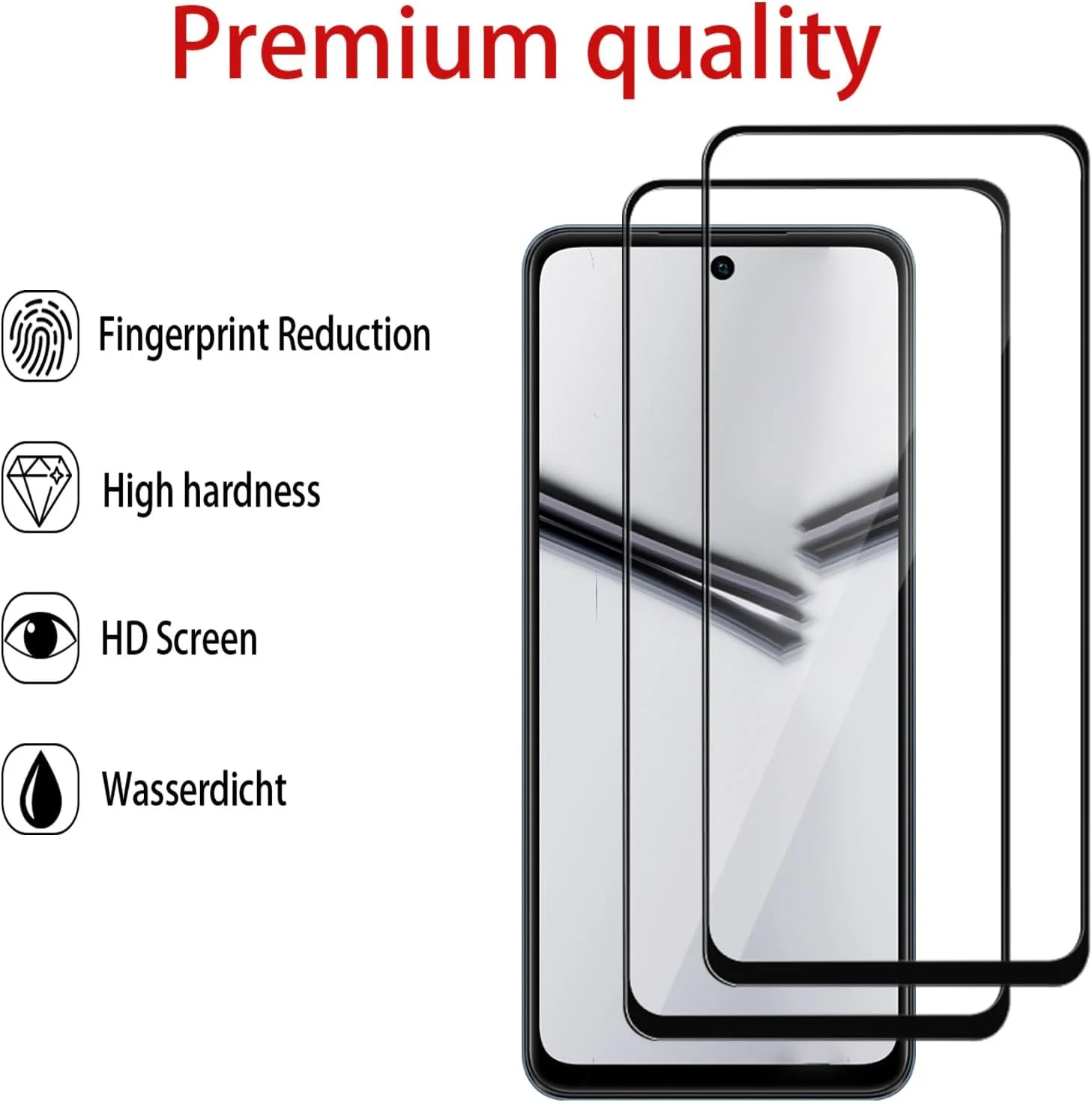 محافظ صفحه نمایش شیشه ای و محافظ لنز دوربین GMUJIAO [بسته 2+2 عددی] سازگار با Realme C63، فیلم شیشه ای تمام صفحه HD [ضد شکستگی] - مشکی