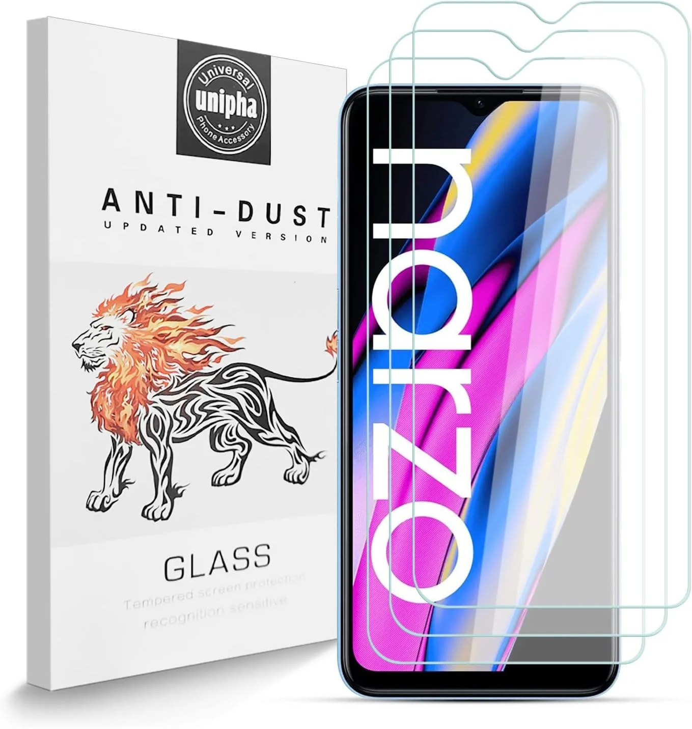 محافظ صفحه نمایش شیشه ای تمپرد Zidwzidwei برای Realme Narzo 50A [3 عدد]، سختی 9H، وضوح بالا، بدون حباب، فیلم محافظ مقاوم در برابر خراش برای Realme Narzo 50A