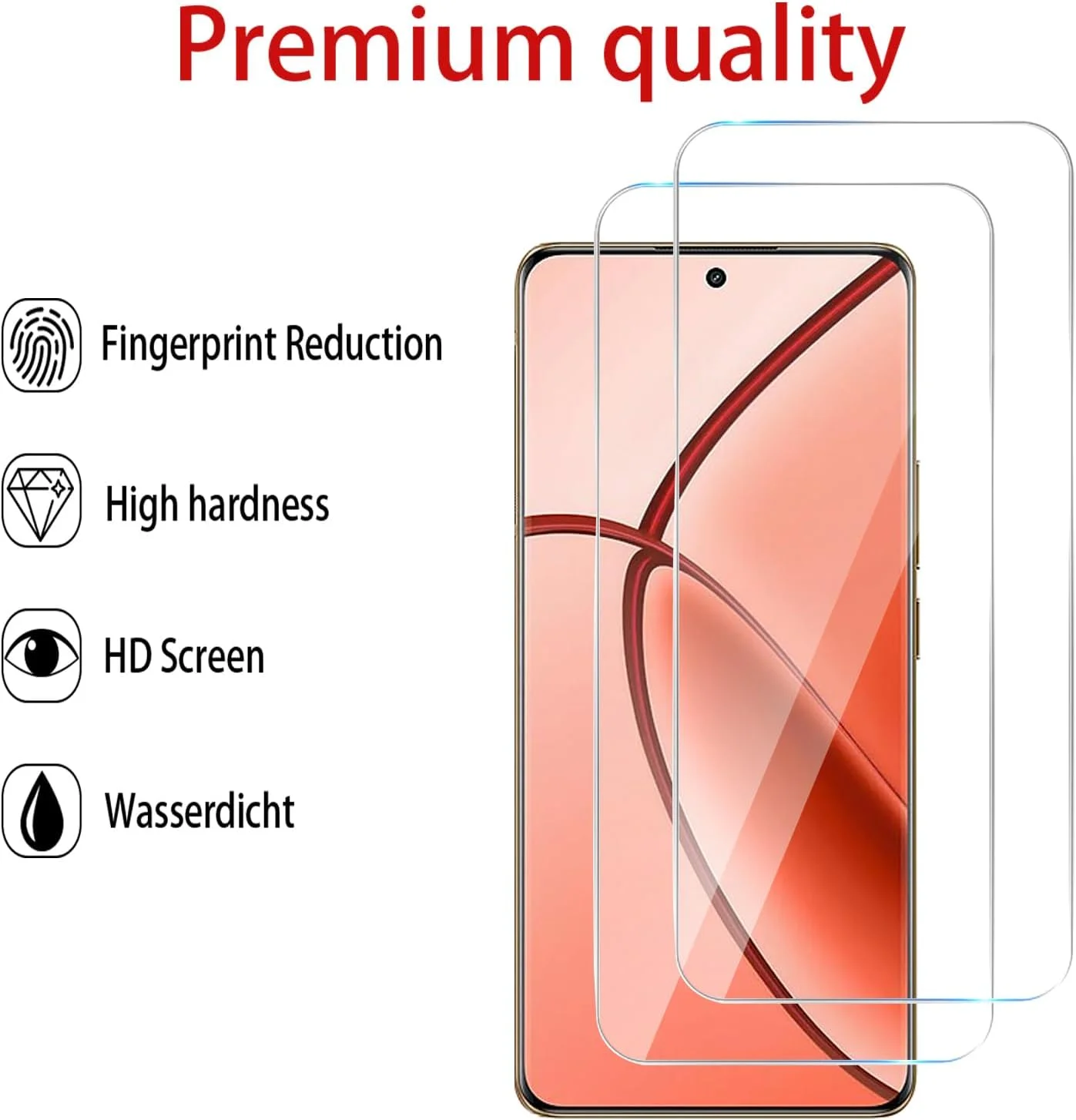 محافظ صفحه نمایش شیشه ای و محافظ لنز دوربین GMUJIAO [بسته 2+2 عددی] سازگار با Realme P1، فیلم شیشه ای حرارت دیده HD با پوشش کامل صفحه نمایش [ضد خرد شدن]