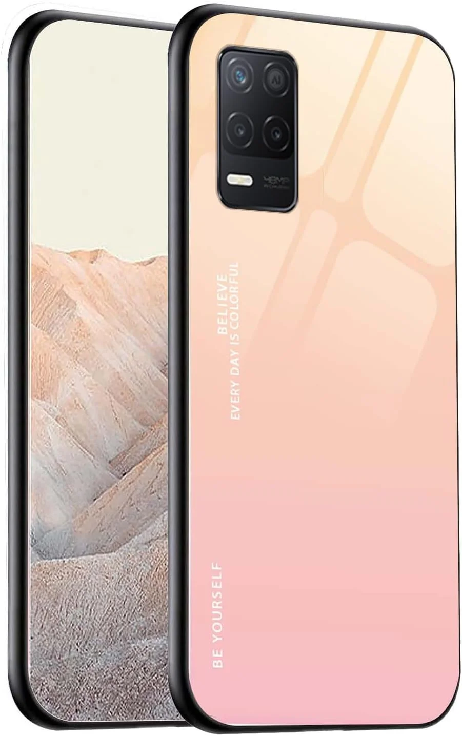 کاور شیشه ای گرادیانی WEIOU برای گوشی Realme 8 5G / Realme Narzo 30 5G، قاب پشتی شیشه ای مقاوم در برابر خش و فریم TPU سیلیکونی ضد ضربه - 1
