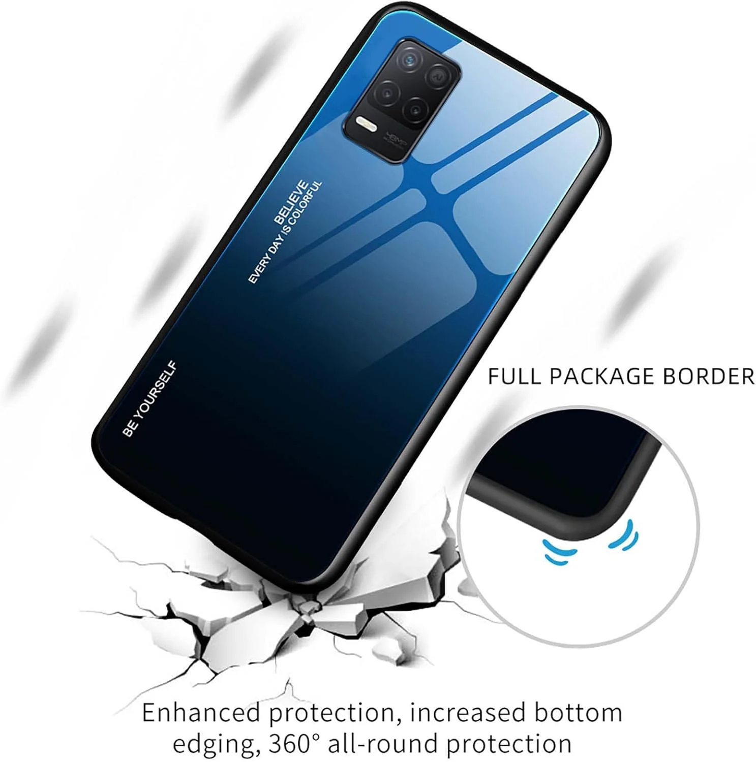 کاور شیشه ای گرادیانی WEIOU برای گوشی Realme 8 5G / Realme Narzo 30 5G، قاب پشتی شیشه ای مقاوم در برابر خش و فریم TPU سیلیکونی ضد ضربه - 1 کاور شیشه ای گرادیانی WEIOU برای گوشی Realme 8 5G / Realme Narzo 30 5G، قاب پشتی شیشه ای مقاوم در برابر خش و فریم TPU سیلیکونی ضد ضربه - 1