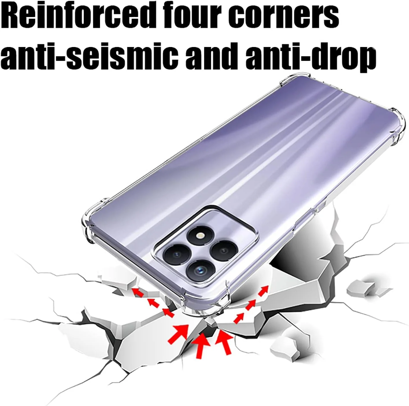 کاور GMUJIAO برای Realme 8i، به همراه 2 عدد محافظ صفحه نمایش شیشه ای حرارت دیده، [2 در 1]، کاور گوشی TPU نرم و شفاف ضد ضربه