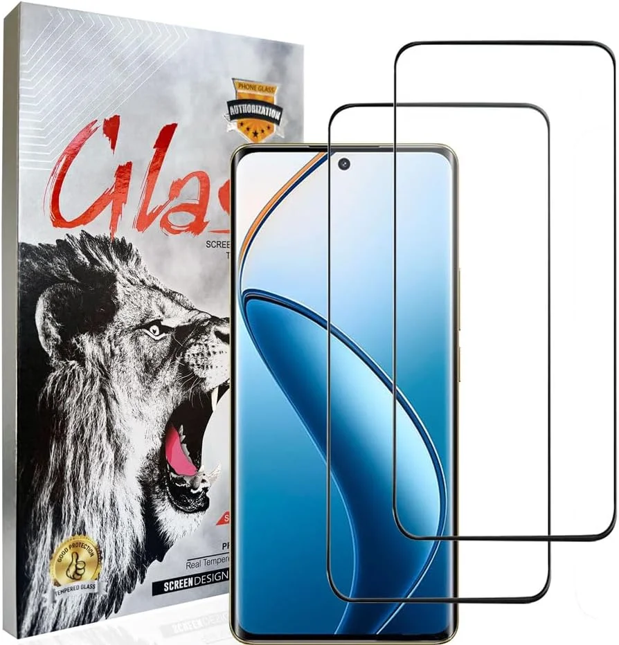 محافظ صفحه نمایش شیشه ای تمپرد HACIEN برای Realme 12 Pro 5G، محافظ صفحه نمایش تمام صفحه تلفن همراه شیشه ای تمپرد پریمیوم، فیلم محافظ، محافظ صفحه نمایش شفاف HD 9H برای Realme 12 Pro 5G، بسته 2 عددی