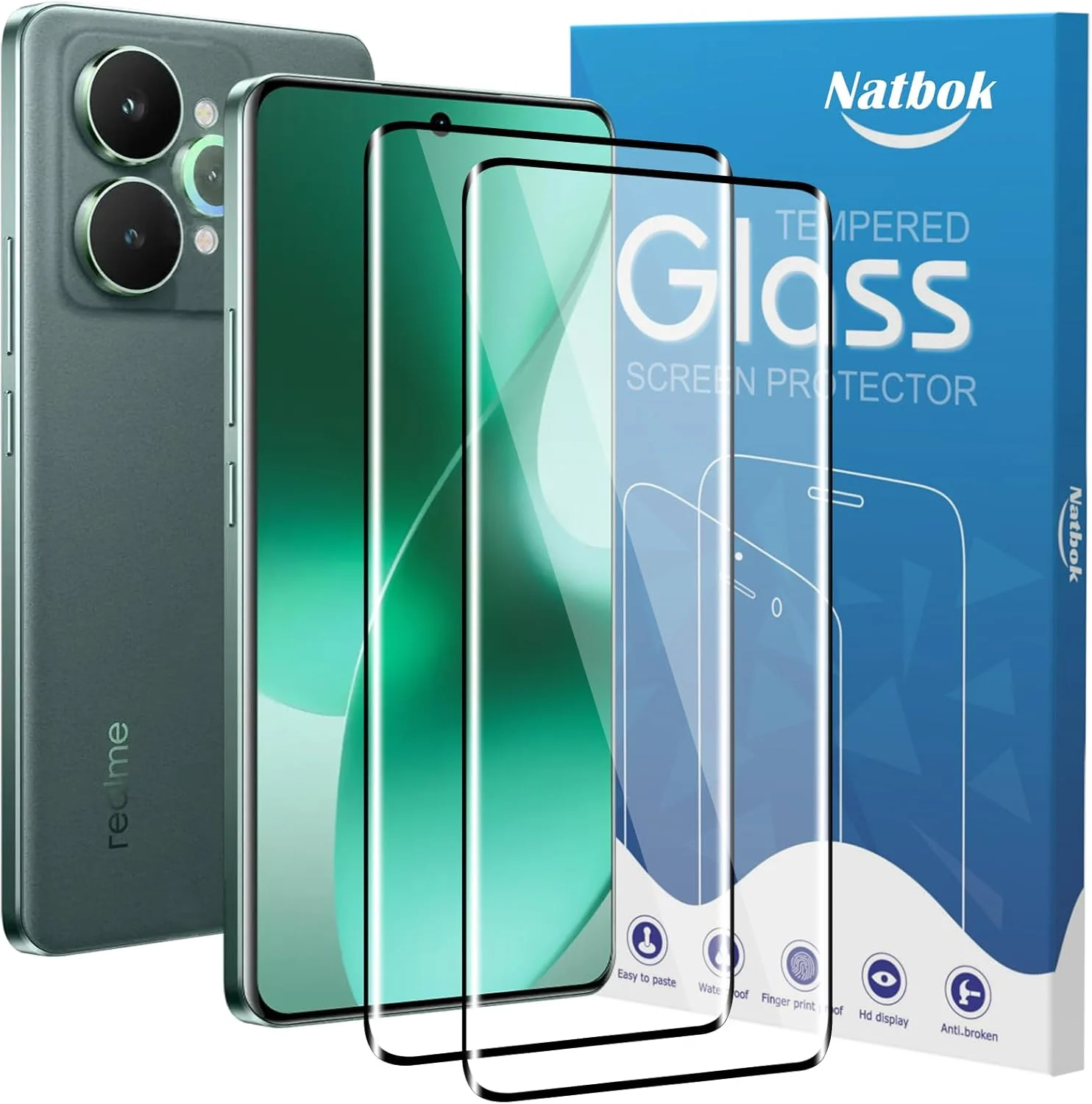 ناتبوک [2 عدد شیشه حرارت دیده برای Realme 15 5G، بدون حباب] [ضد خش] محافظ صفحه نمایش پوشش کامل برای Realme 15 5G، شیشه شفاف HD، نصب آسان