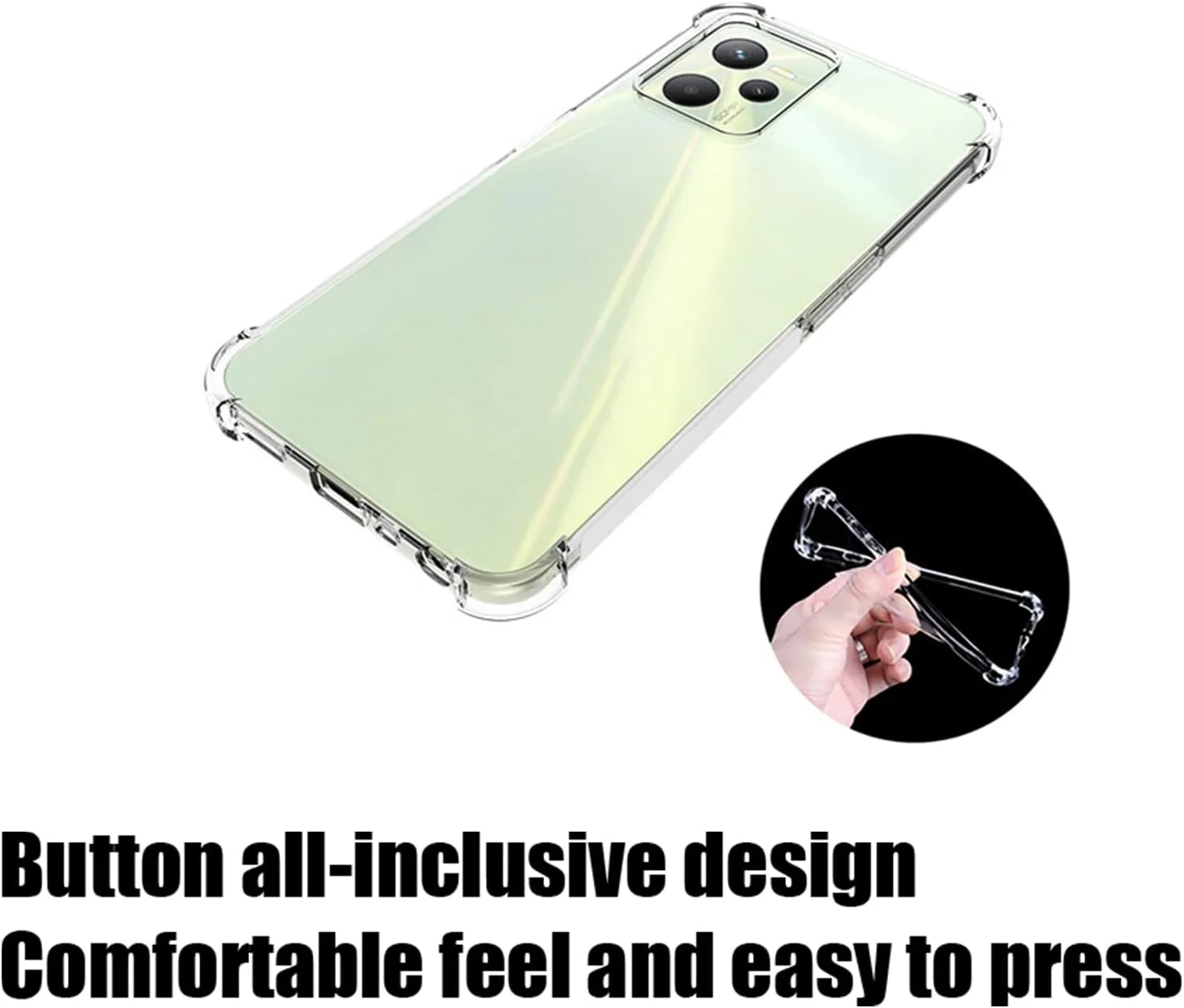 کاور ژله ای GMUJIAO برای گوشی Realme C35 به همراه 2 عدد محافظ صفحه نمایش شیشه ای حرارت دیده [2 در 1]، کاور شفاف TPU نرم و ضد ضربه