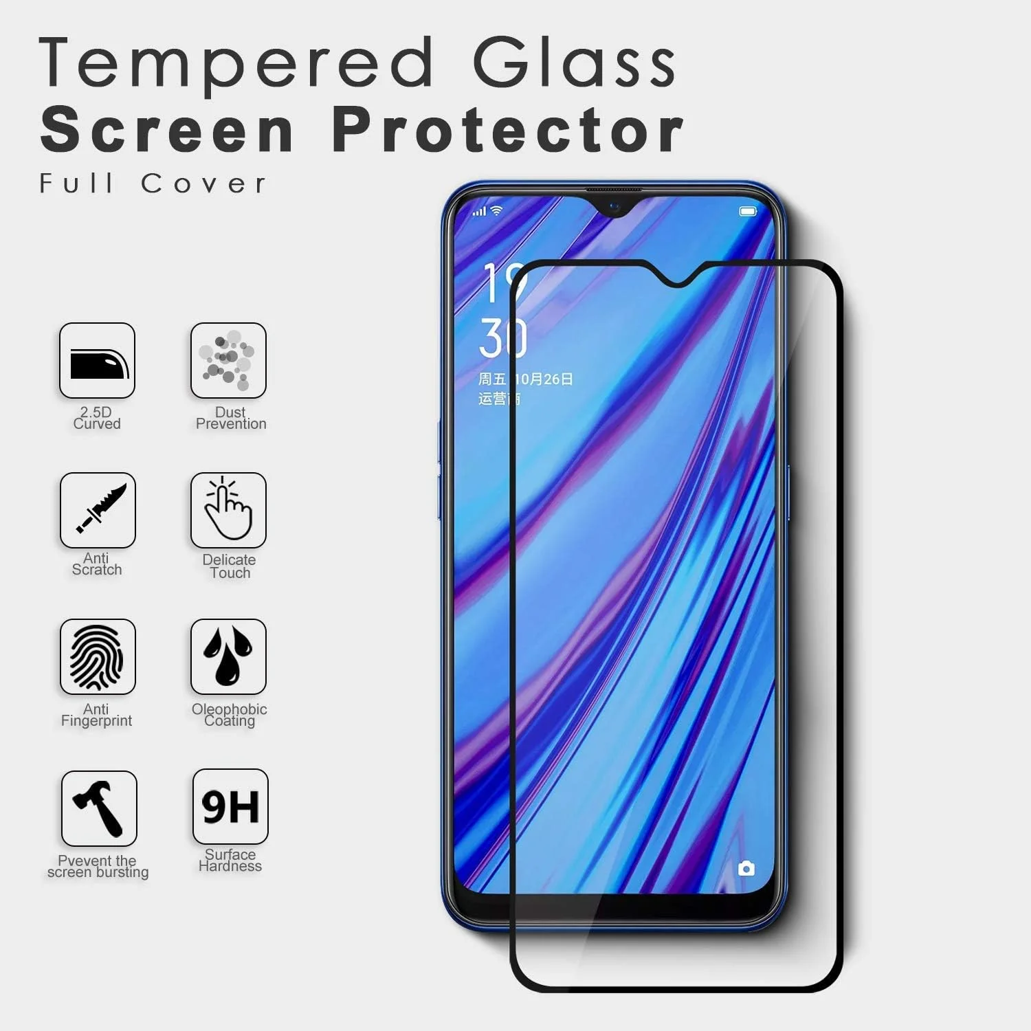 محافظ صفحه نمایش شیشه ای خمیده 5D تمام صفحه Muzz Realme C3، مقاوم در برابر خراش و با کیفیت بالا، با قابلیت لمس 5D، مناسب برای گوشی Realme C3 - مشکی محافظ صفحه نمایش شیشه ای خمیده 5D تمام صفحه Muzz Realme C3، مقاوم در برابر خراش و با کیفیت بالا، با قابلیت لمس 5D، مناسب برای گوشی Realme C3 - مشکی
