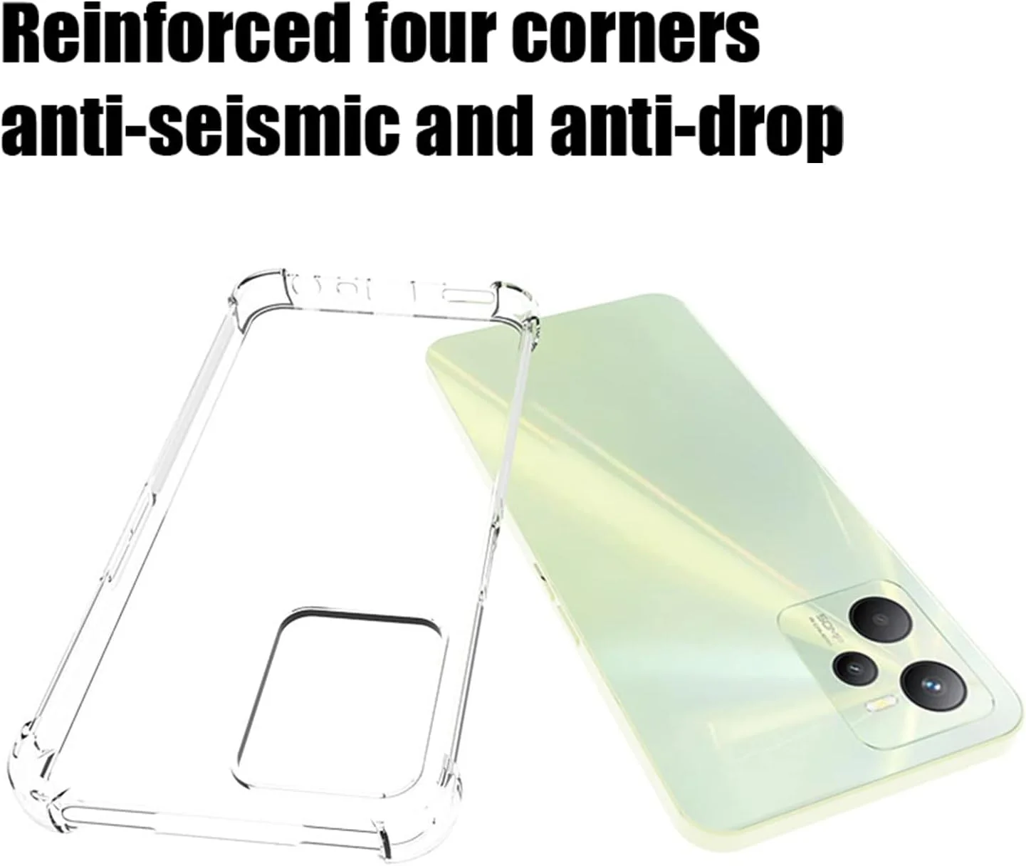 کاور ژله ای GMUJIAO برای گوشی Realme C35 به همراه 2 عدد محافظ صفحه نمایش شیشه ای حرارت دیده [2 در 1]، کاور شفاف TPU نرم و ضد ضربه