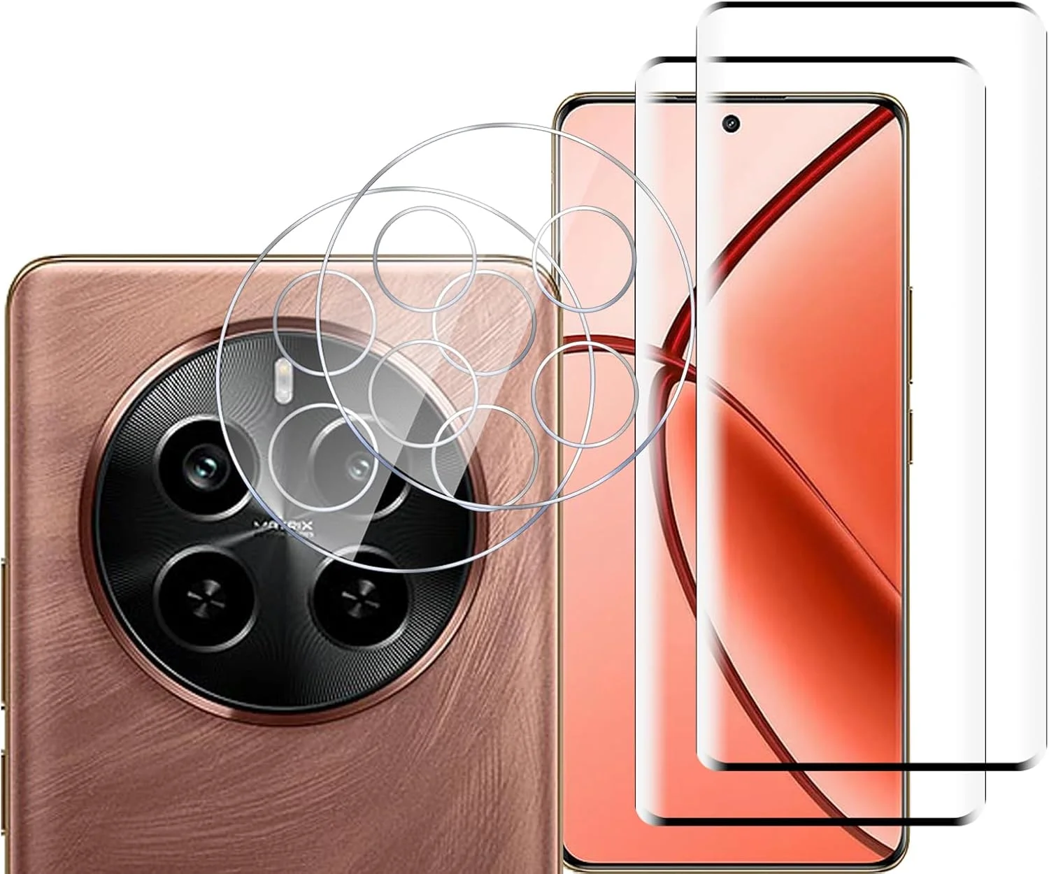 GMUJIAO [بسته 2+2 عددی] سازگار با Realme P1 Pro، محافظ صفحه نمایش شیشه ای حرارت دیده و محافظ لنز دوربین، فیلم شیشه ای حرارت دیده HD تمام صفحه [ضد خرد شدن] - مشکی