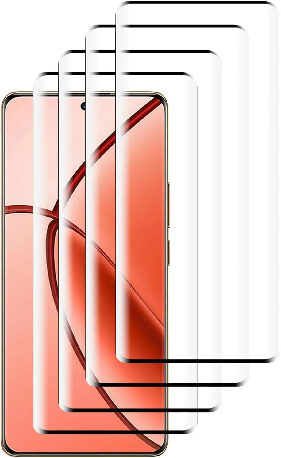 GMUJIAO [بسته 4 عددی] محافظ صفحه نمایش شیشه ای سازگار با Realme P1 Pro، فیلم شیشه ای، محافظت عالی در برابر شکستن، سختی 9H - مشکی