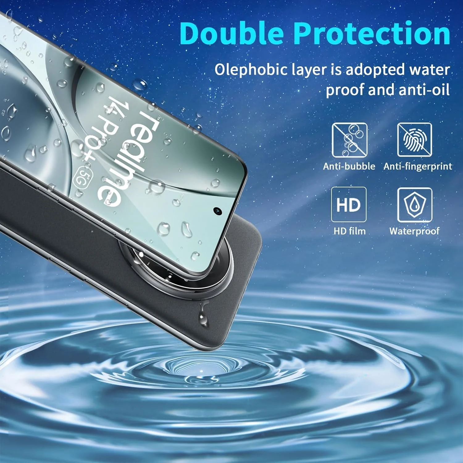 محافظ صفحه نمایش شیشه ای لوتری برای Realme 14 Pro Plus، 2+2 تکه محافظ صفحه نمایش سه بعدی + محافظ لنز دوربین، شیشه محافظ سخت با وضوح HD و سختی 9H، محافظ صفحه نمایش ضد خش و بدون حباب